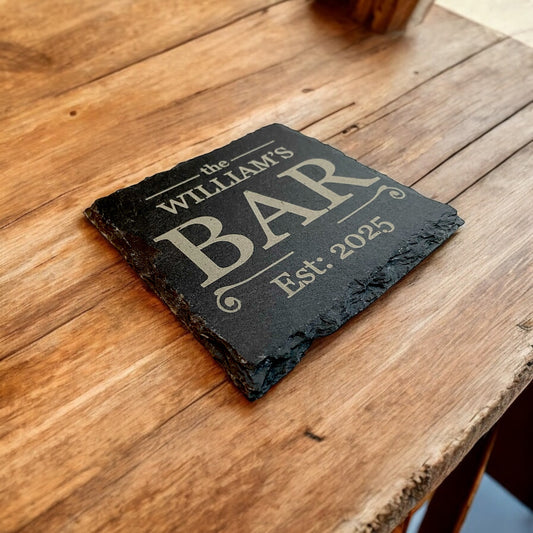 Personalised Slate Bar Coasters - Buy Individually Or In Sets