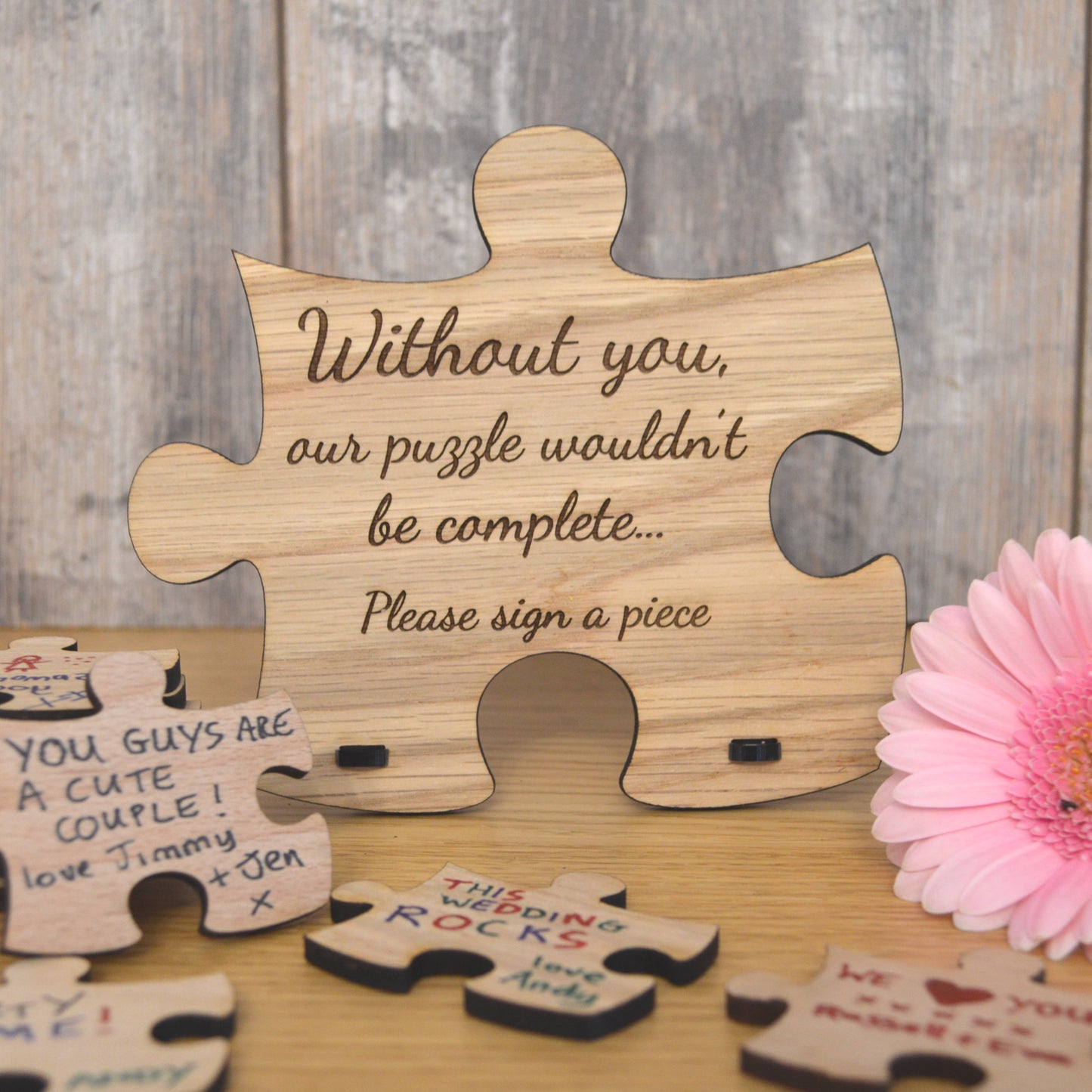 Heart Shaped Wooden Wedding Guestbook - Personalised Jigsaw Puzzle