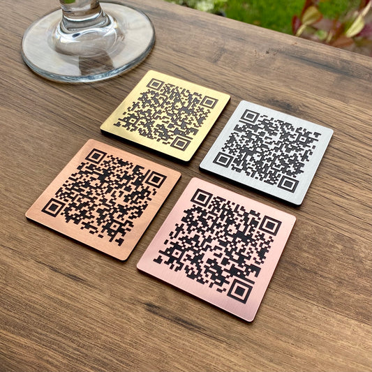 Self Adhesive Metallic QR Code Plaques