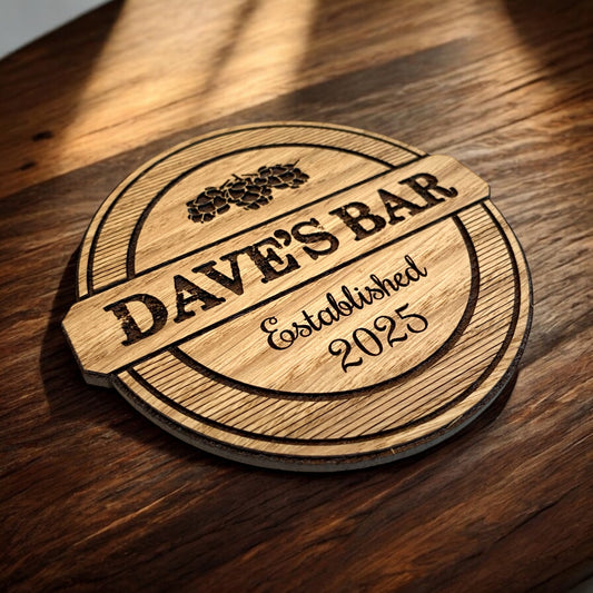 Personalised Wooden Bar Coasters - Buy Individually Or In Sets