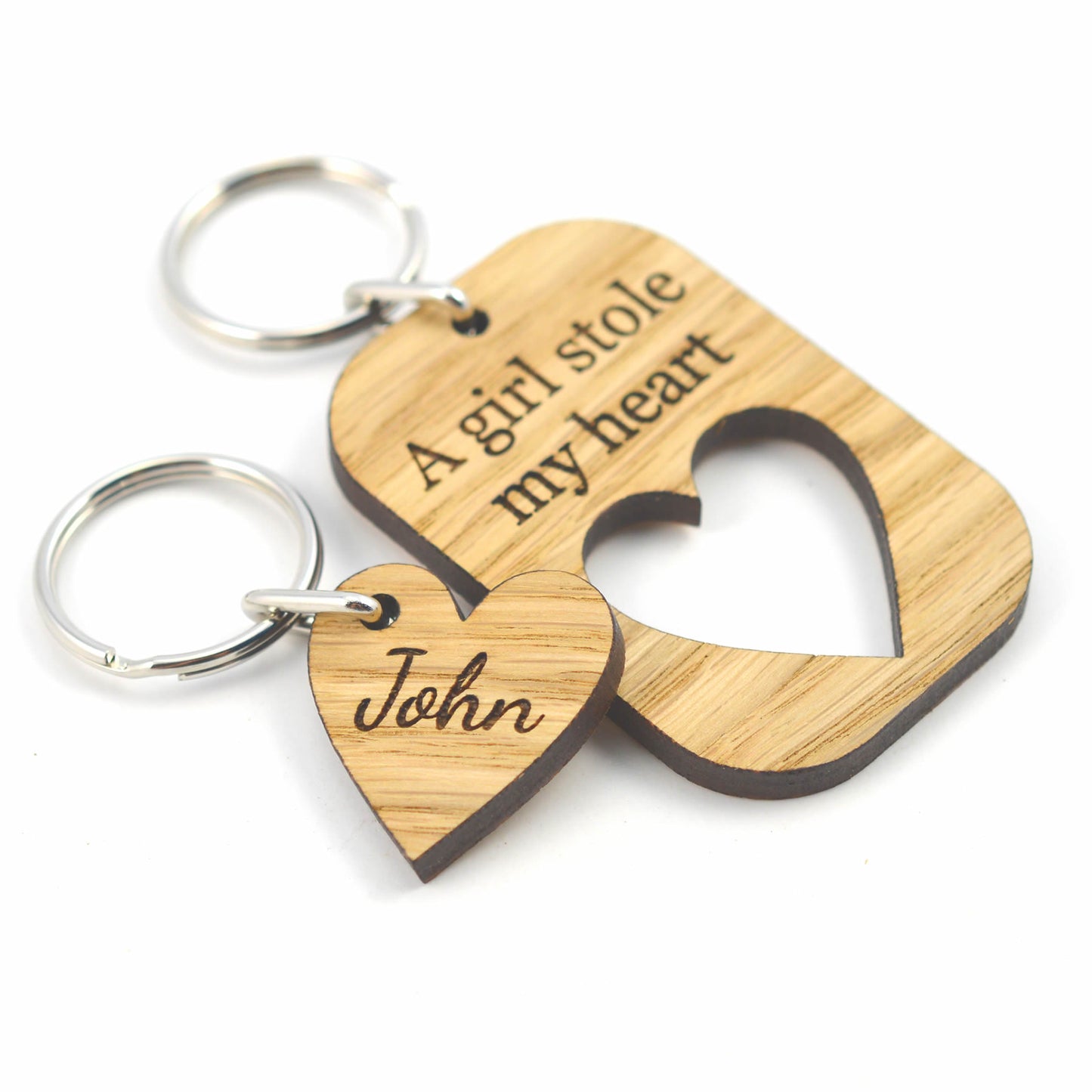 A GIRL Stole My HEART - Valentines Day Keyring Set Gift For Girlfriend / Wife