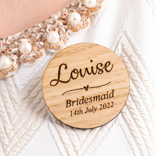 Hen Party Sash Badges - Personalised Wooden Name Badge