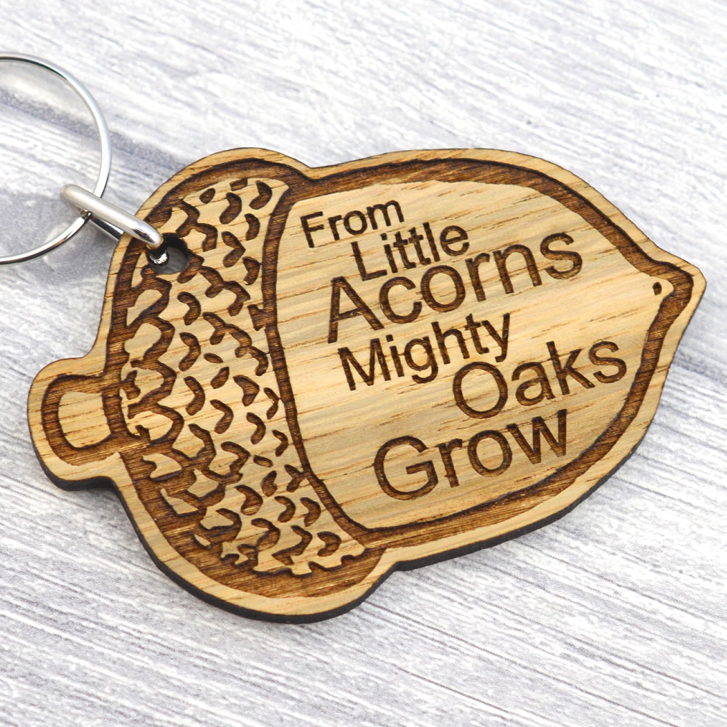 Personalised Acorn Teacher Gift Keyring - From Little Acorns Mighty Oaks Grow - End of Term Acorn Thank You Present