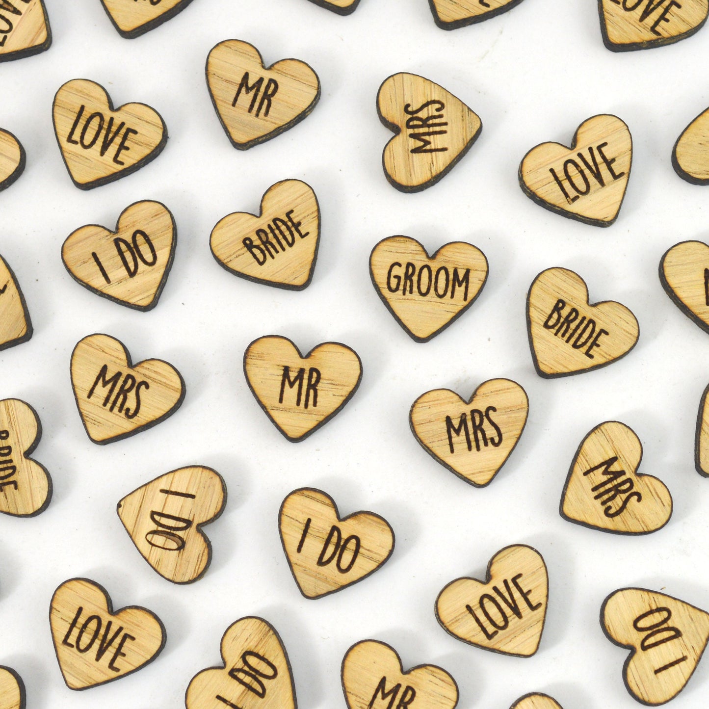 "Love Words" Wooden Wedding Heart Table Confetti