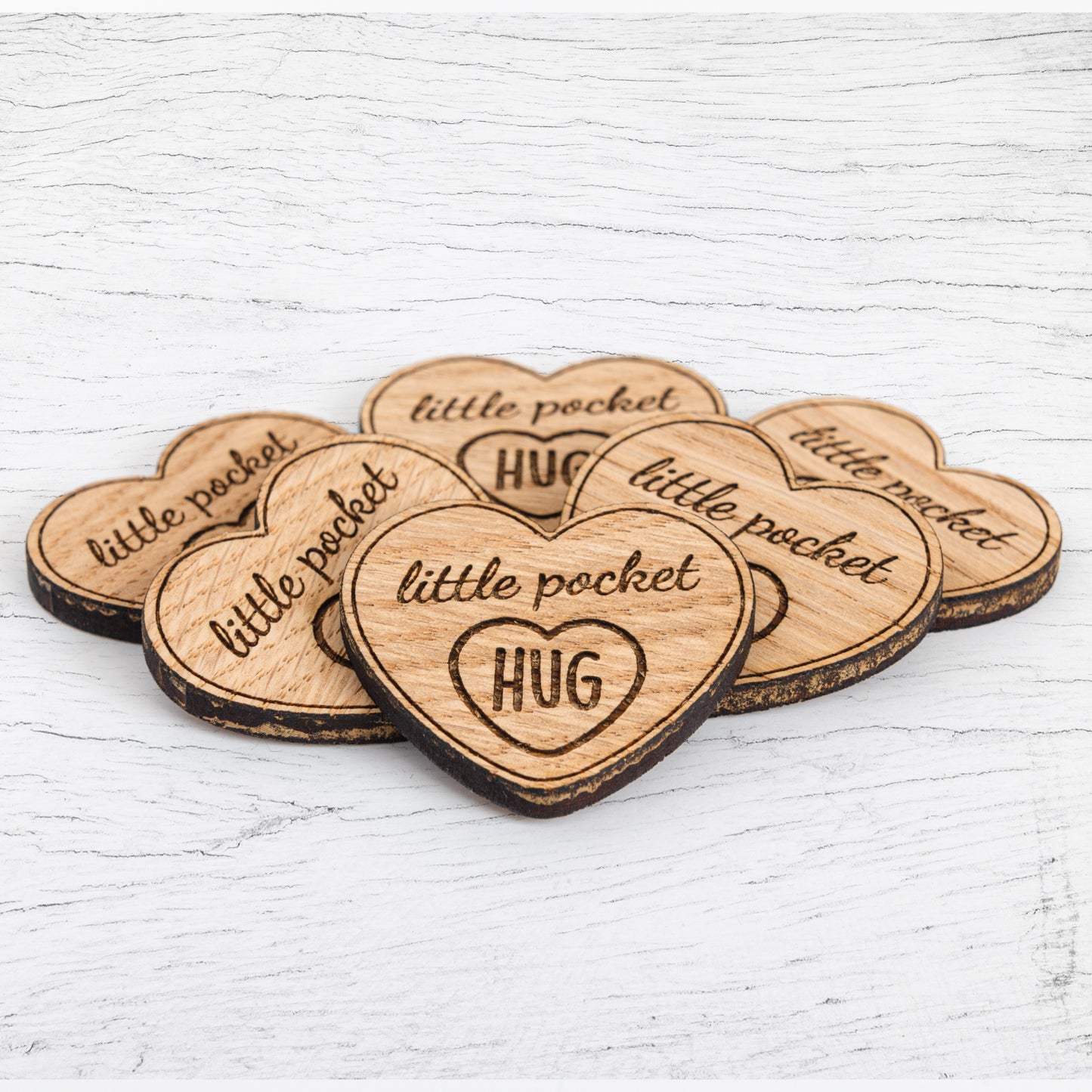 Little Wooden Pocket Heart Shaped Hug Tokens - Bulk Wholesale