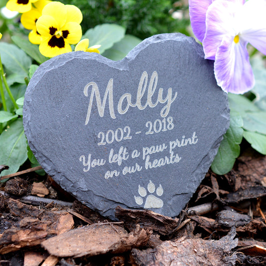 Memorial Plaque For Pet Cat - Personalised Cats Grave Stone Personalized Heart Slate Marker