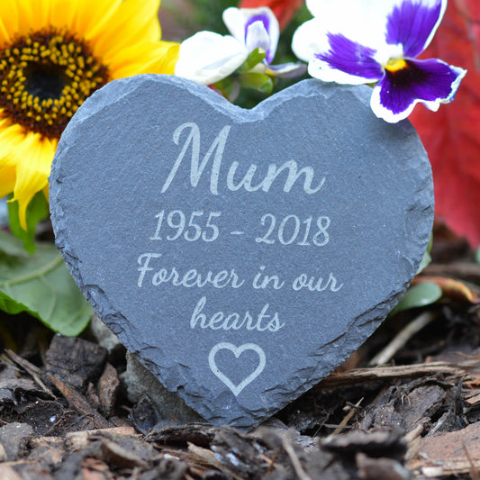 Heart Memorial Plaque - Personalised Engraved Grave Stone Slate Marker Personalized Headstone Gift
