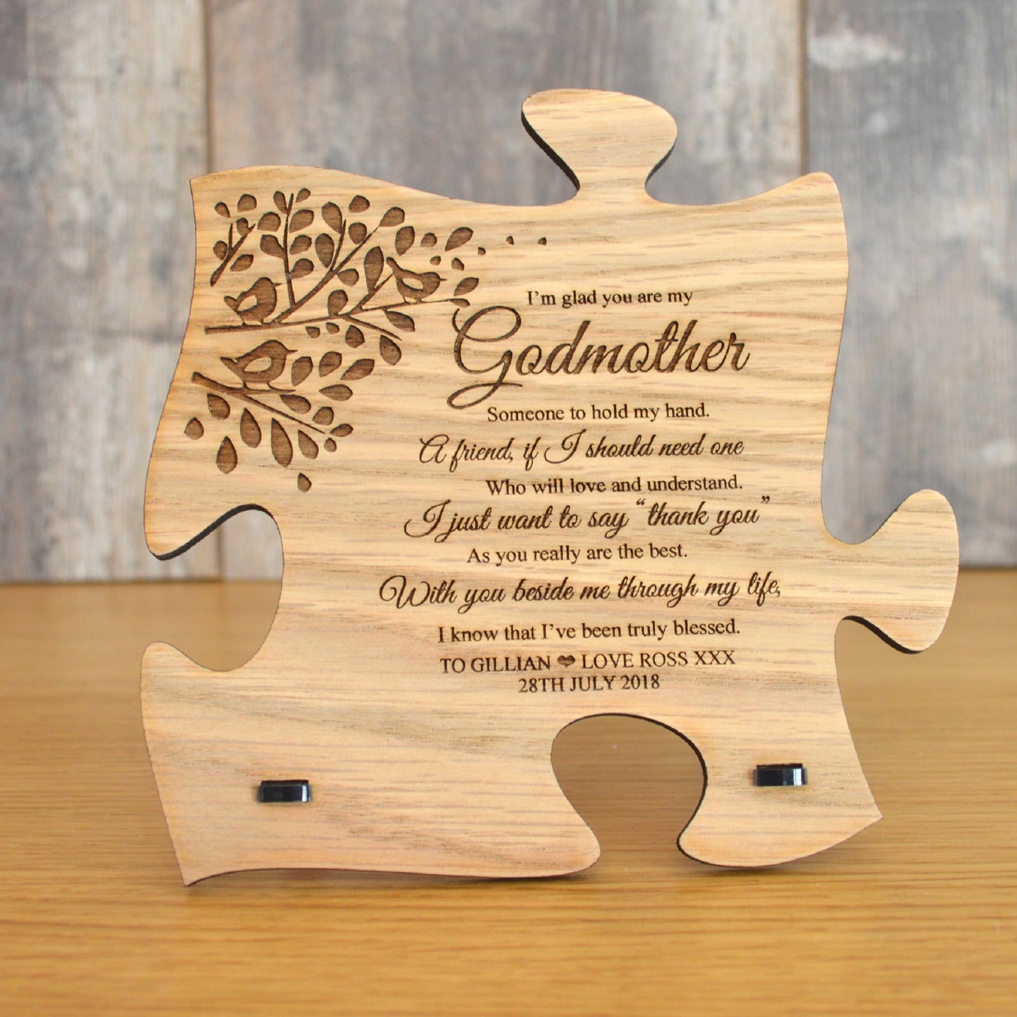 Unique Gift For Godparents - Personalised Wooden Jigsaw Puzzle Plaque