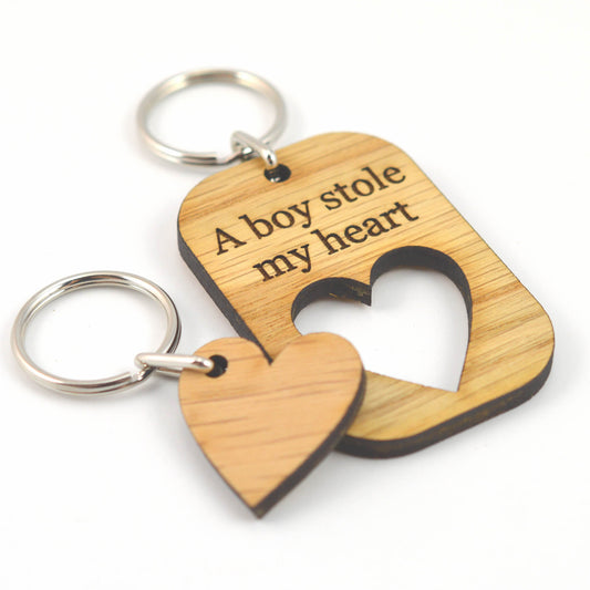 A BOY Stole My HEART - Valentines Day Keyring Set Gift For Boyfriend / Husband