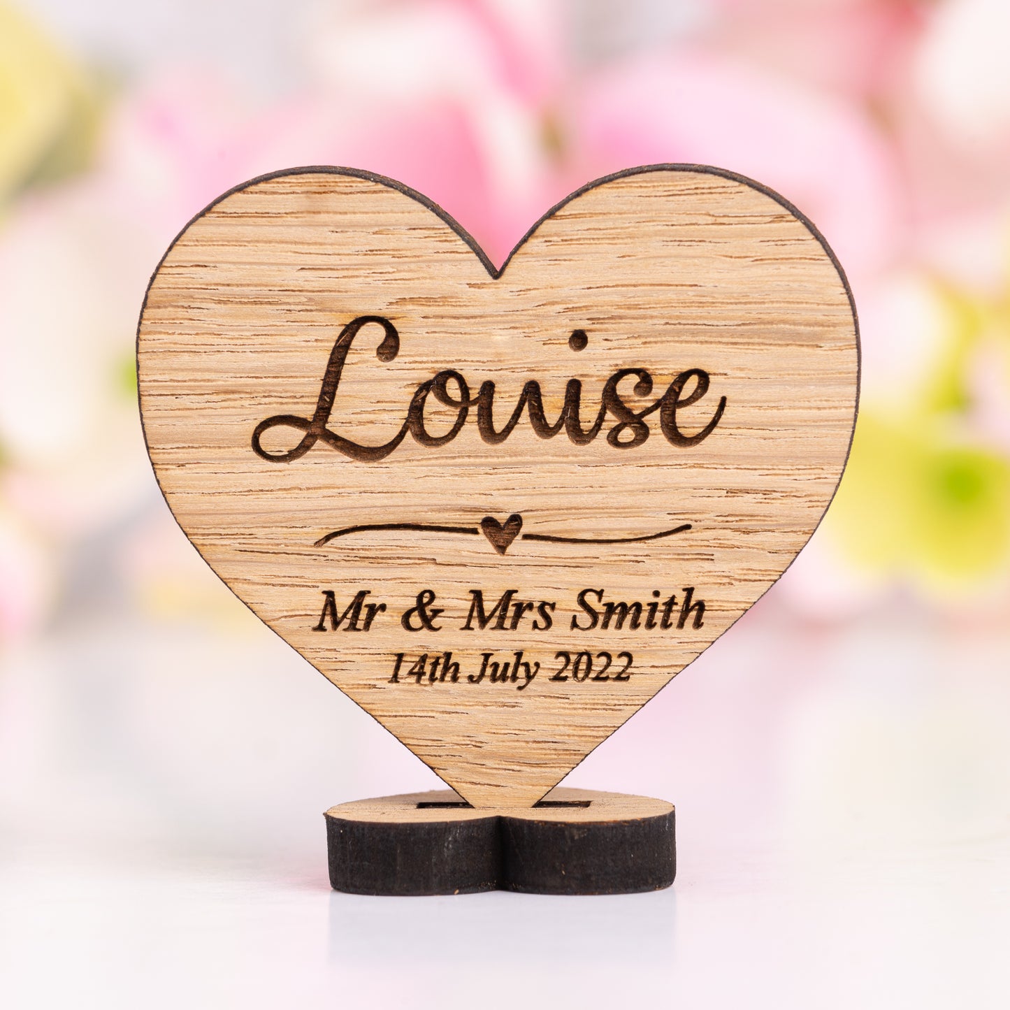 Wooden Heart Shaped Wedding Place Name Settings