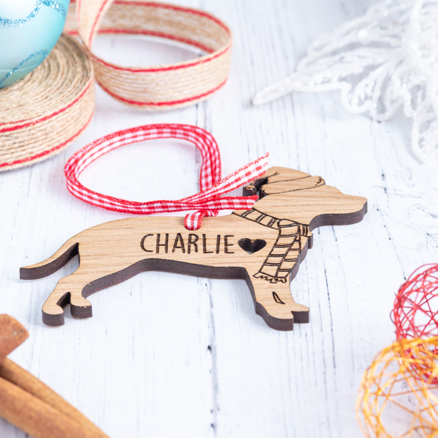 Personalised Dog Breed Decoration - Custom Wooden Christmas Tree Bauble Ornament Remembrance Gift