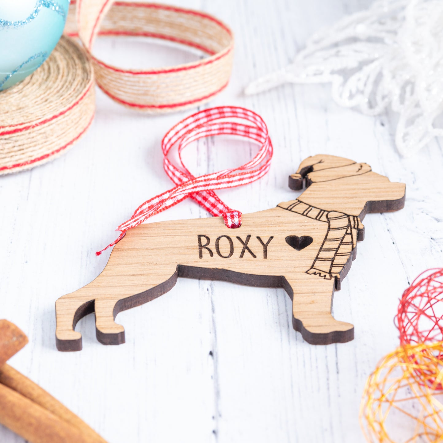 Personalised Dog Breed Decoration - Custom Wooden Christmas Tree Bauble Ornament Remembrance Gift