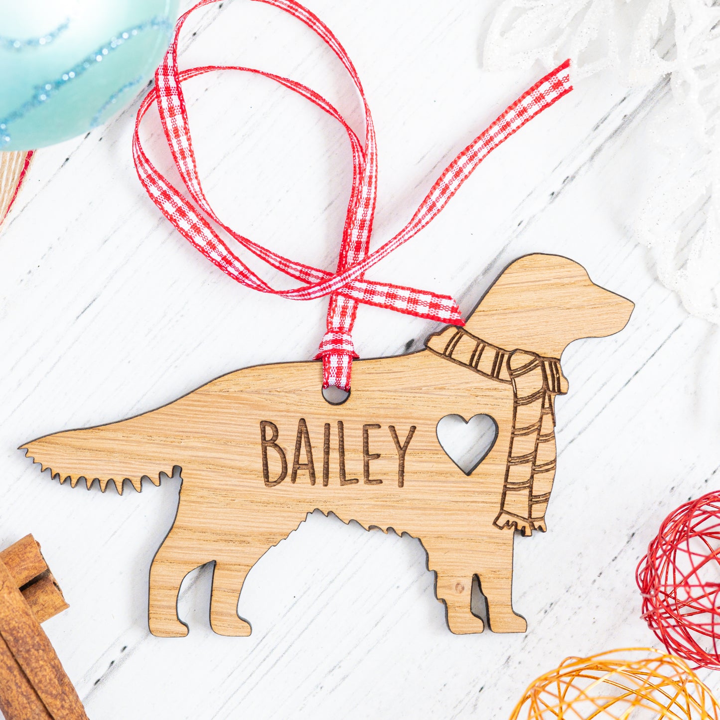 Personalised Dog Breed Decoration - Custom Wooden Christmas Tree Bauble Ornament Remembrance Gift