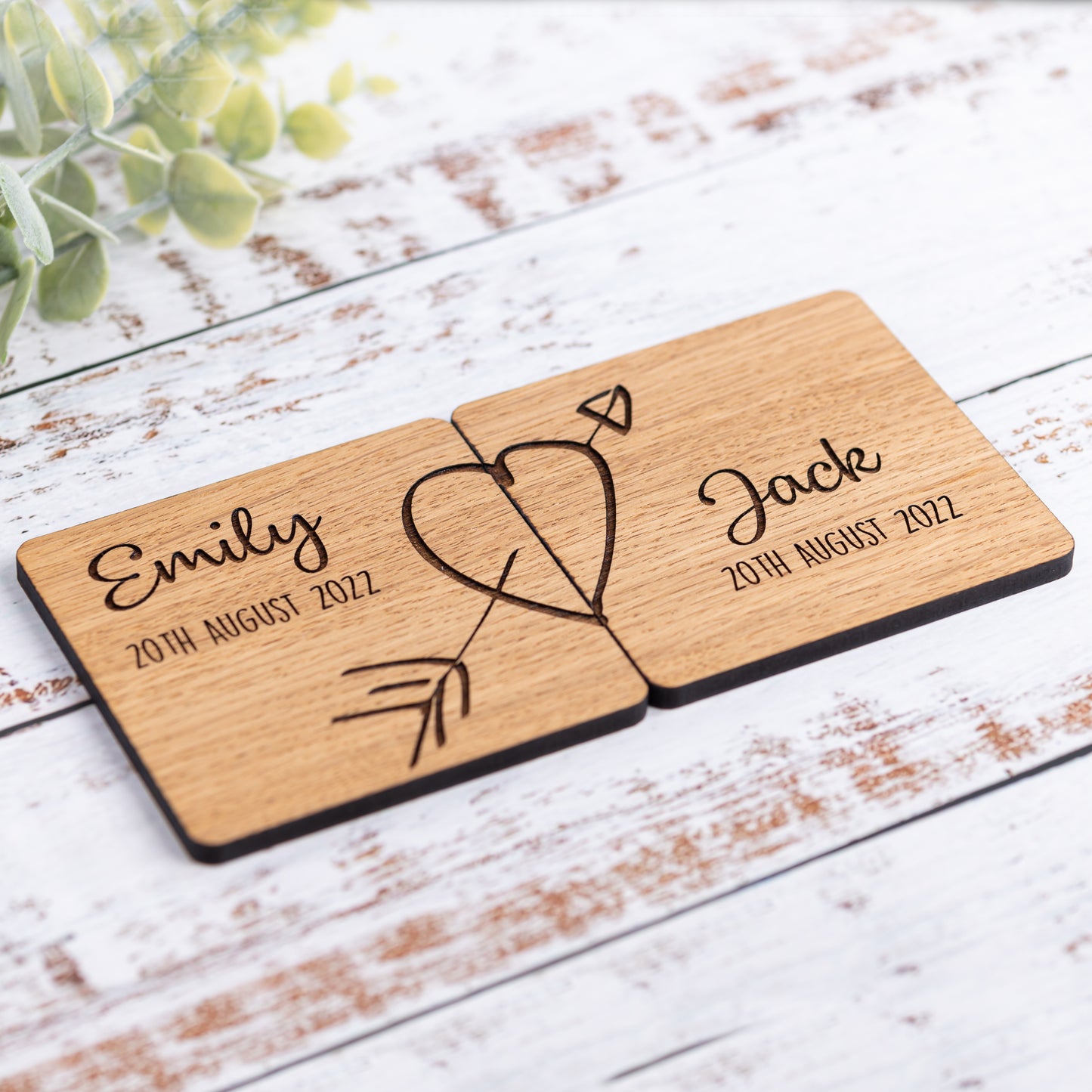 Personalised Wooden Wedding Anniversary Coaster Set