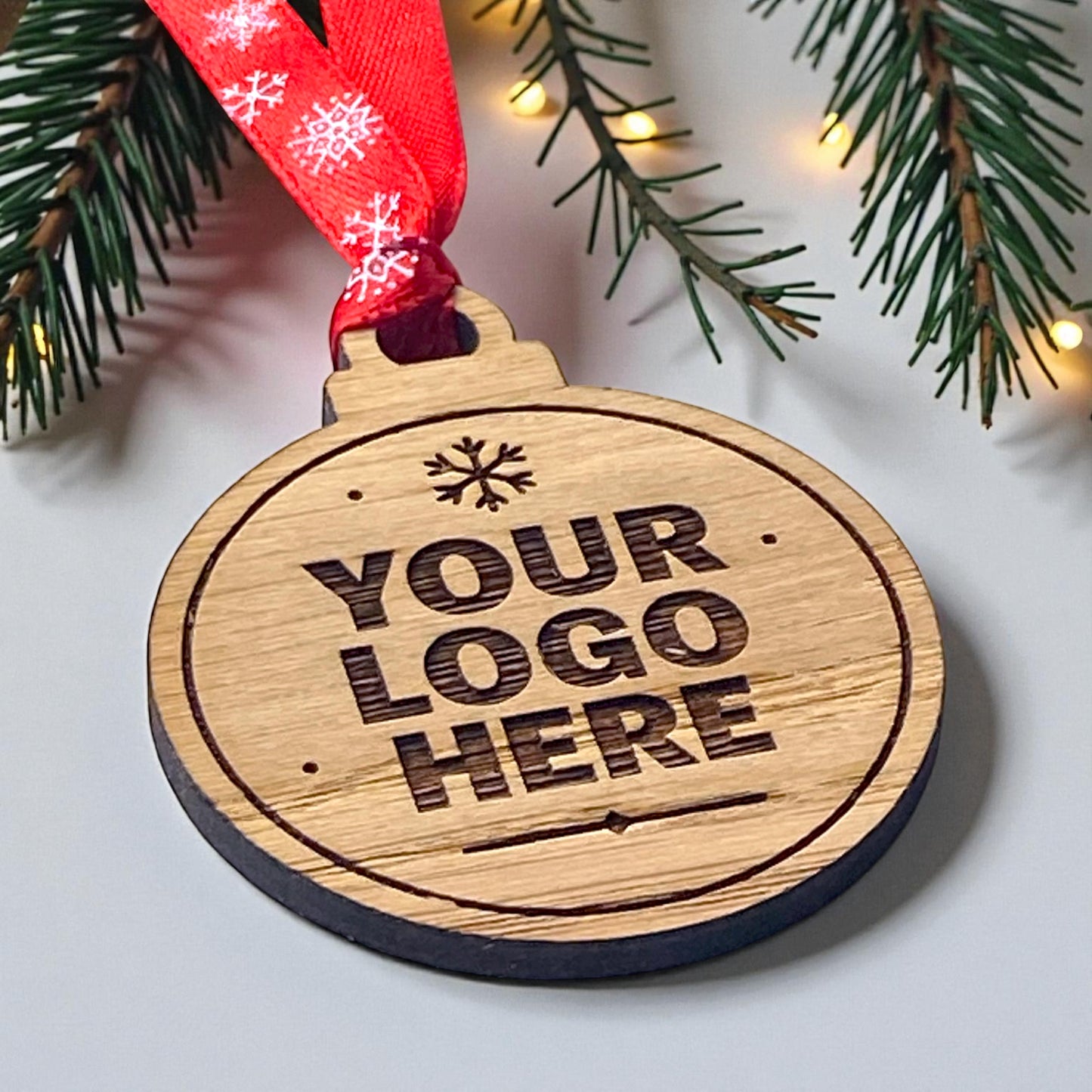 Bulk Wooden Christmas Baubles - Custom Logo and Wording
