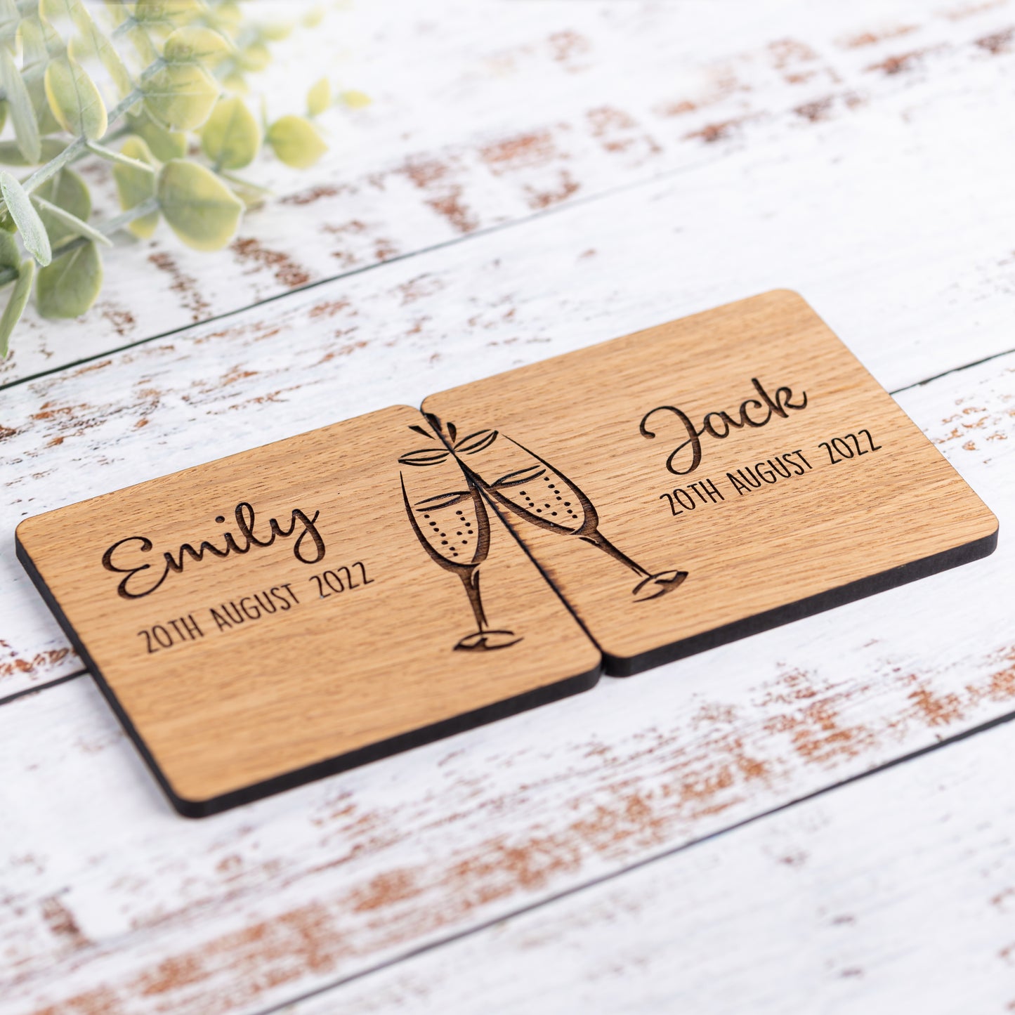 Personalised Wooden Wedding Anniversary Coaster Set