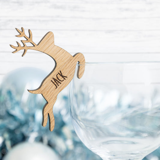 Personalised Christmas Reindeer Wine Glass Charms