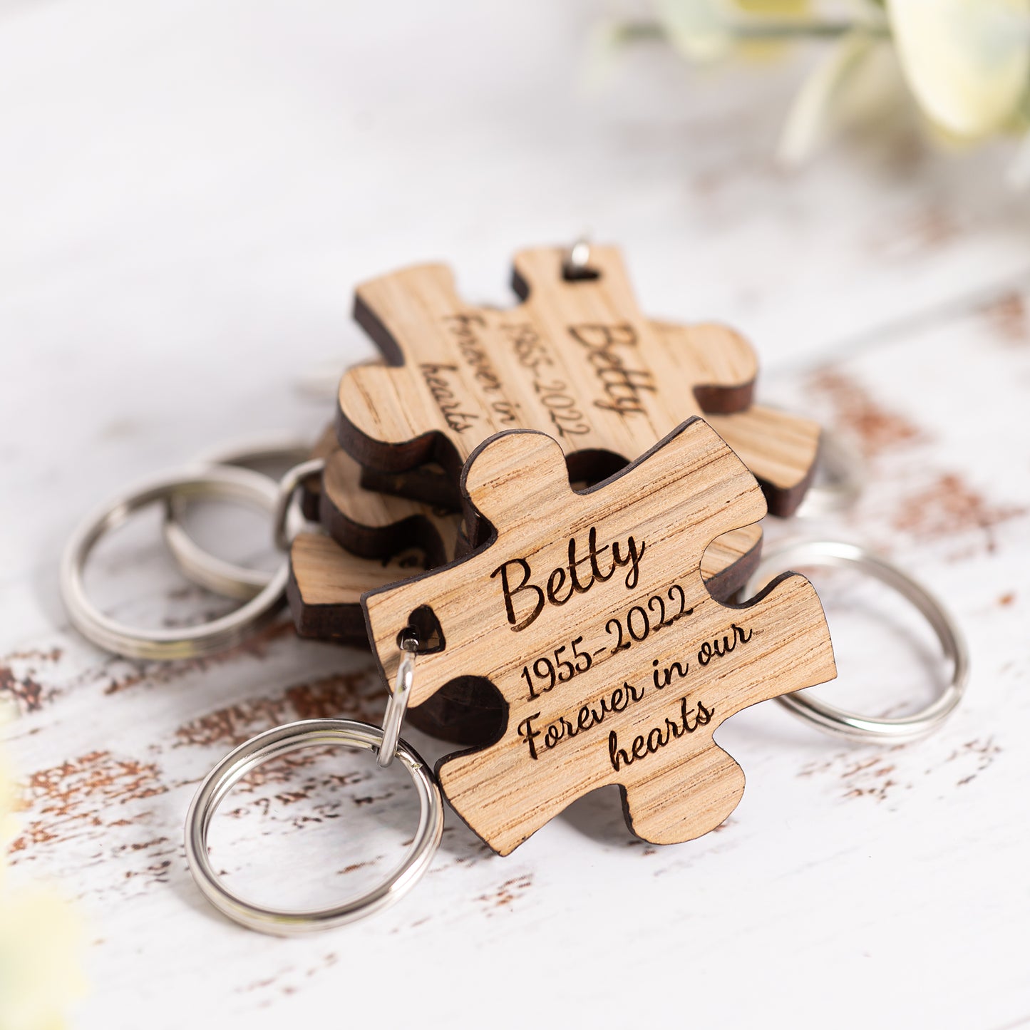 Funeral Memorial Keepsake Favours - Jigsaw Puzzle Keyrings