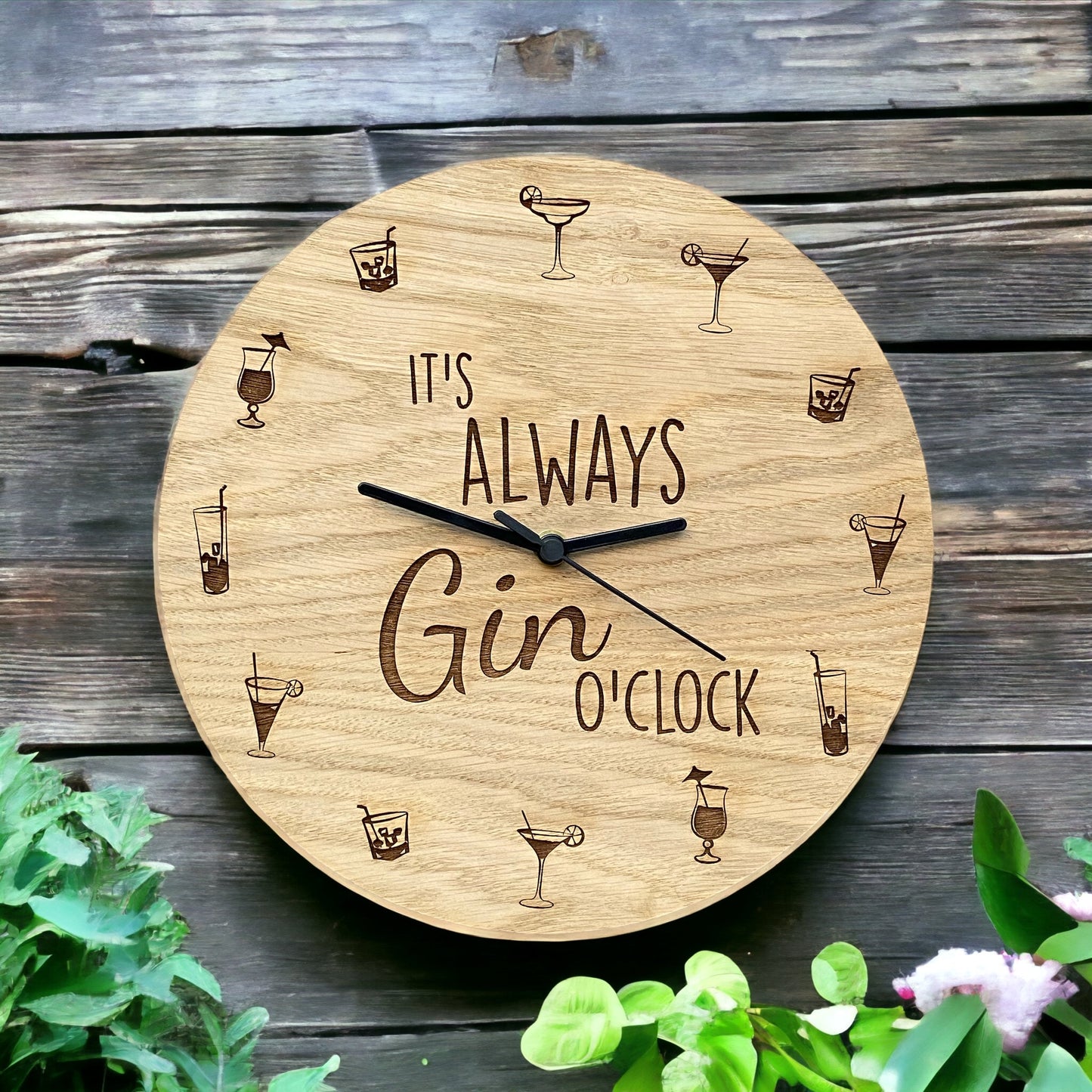 It's Always Gin O'Clock - Wooden Wall Clock