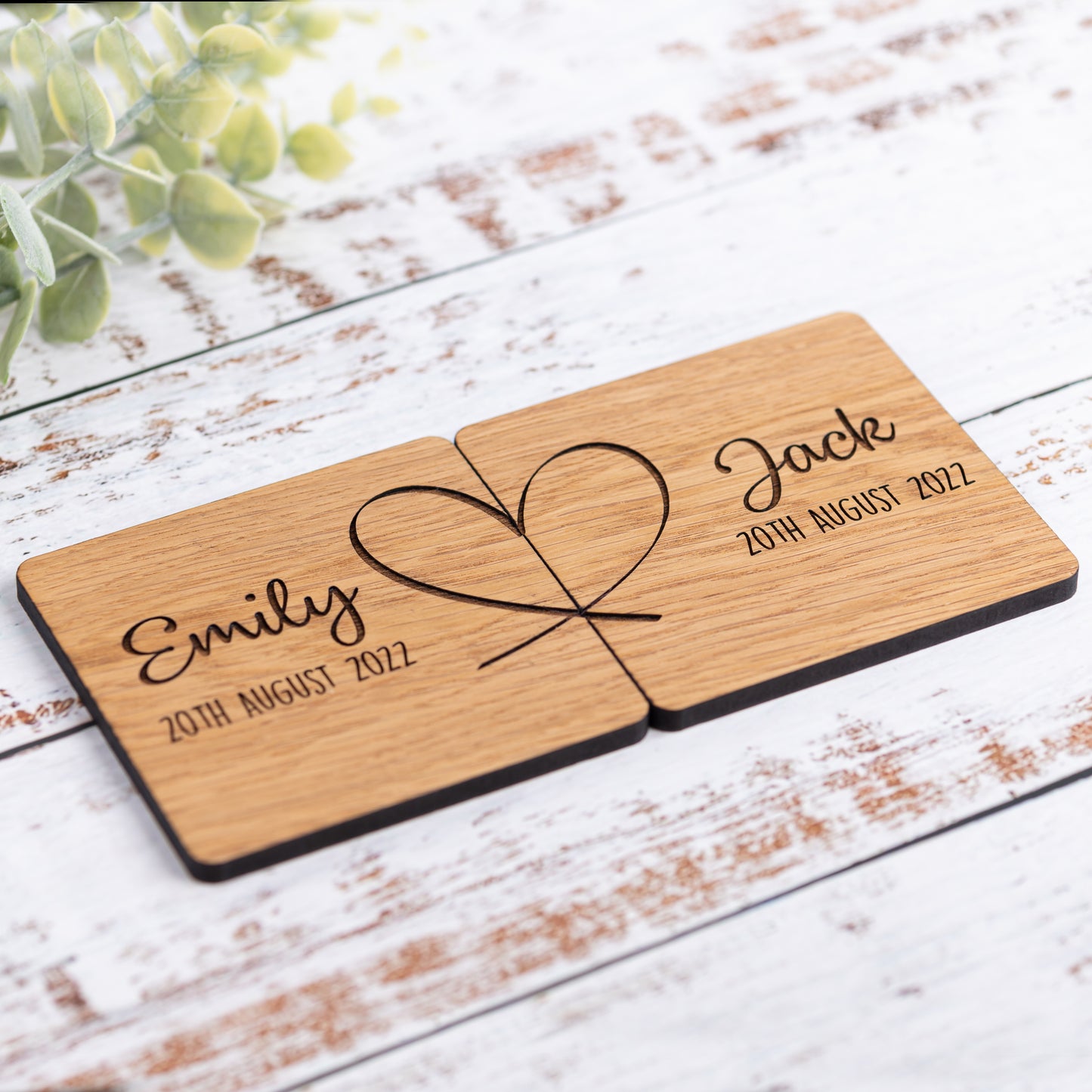 Personalised Wooden Wedding Anniversary Coaster Set