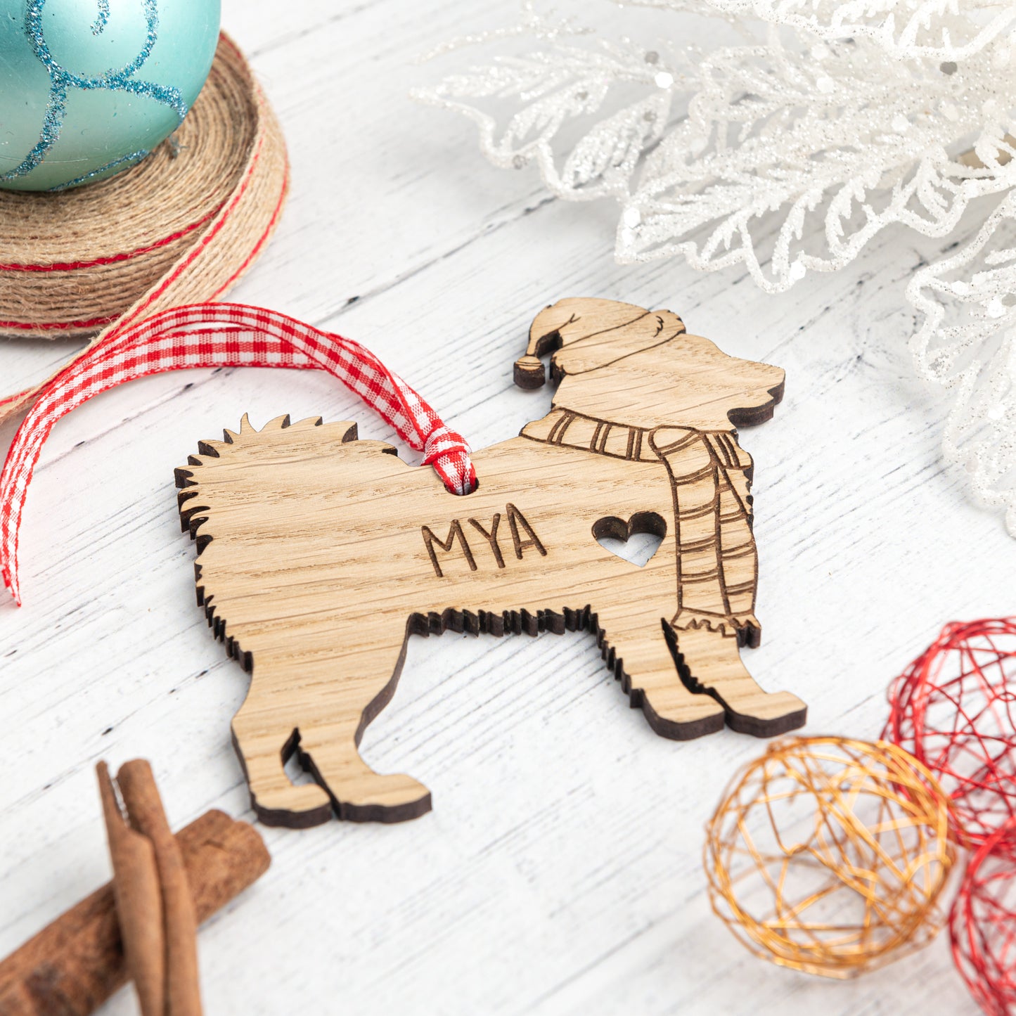 Personalised Dog Breed Decoration - Custom Wooden Christmas Tree Bauble Ornament Remembrance Gift