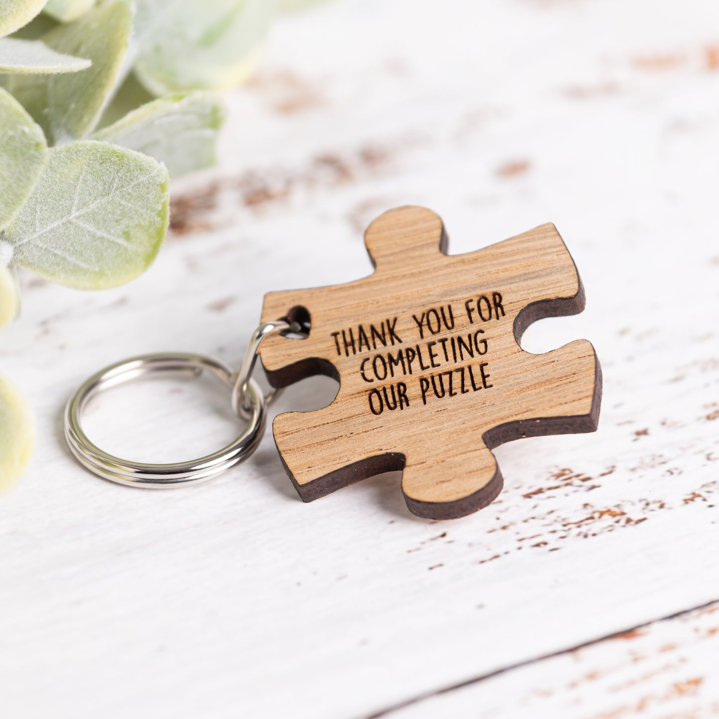 Jigsaw Puzzle Keyring - Wooden Wedding Favours