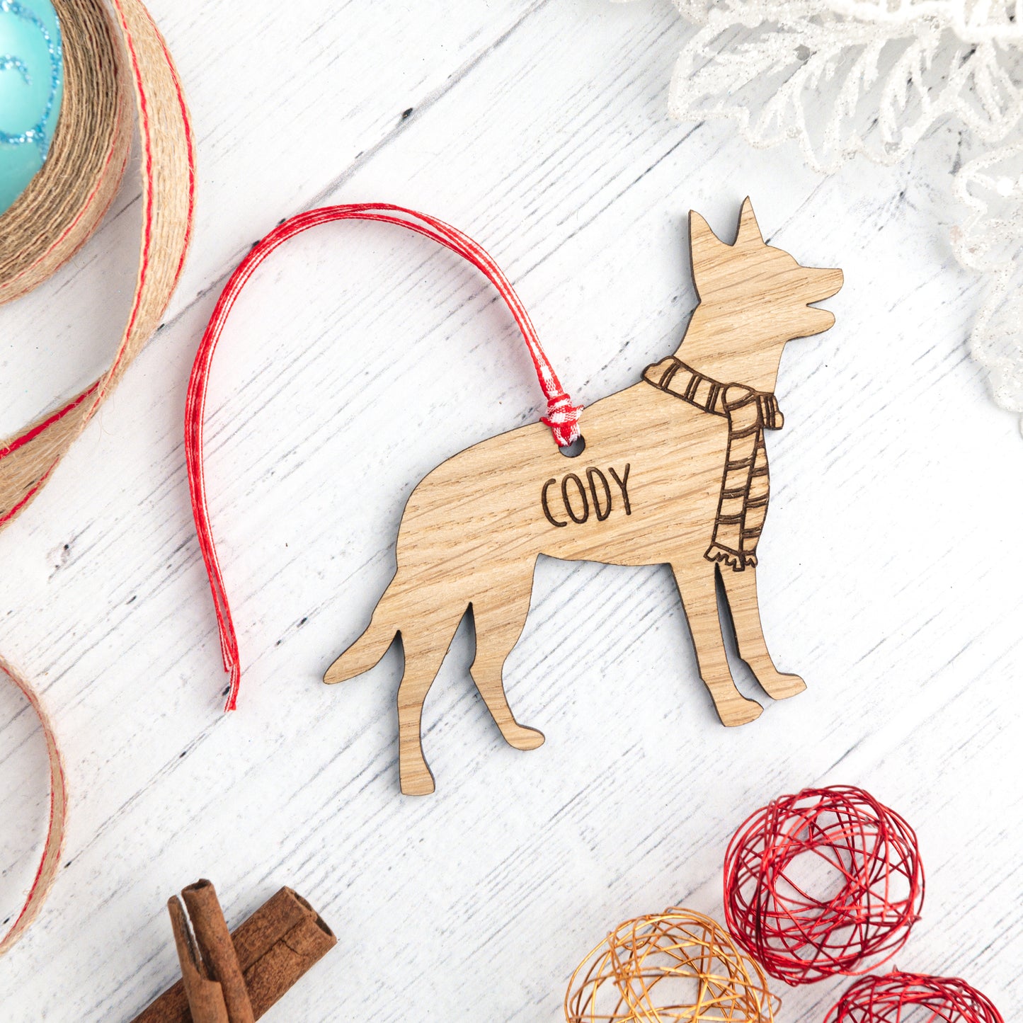 Personalised Dog Breed Decoration - Custom Wooden Christmas Tree Bauble Ornament Remembrance Gift