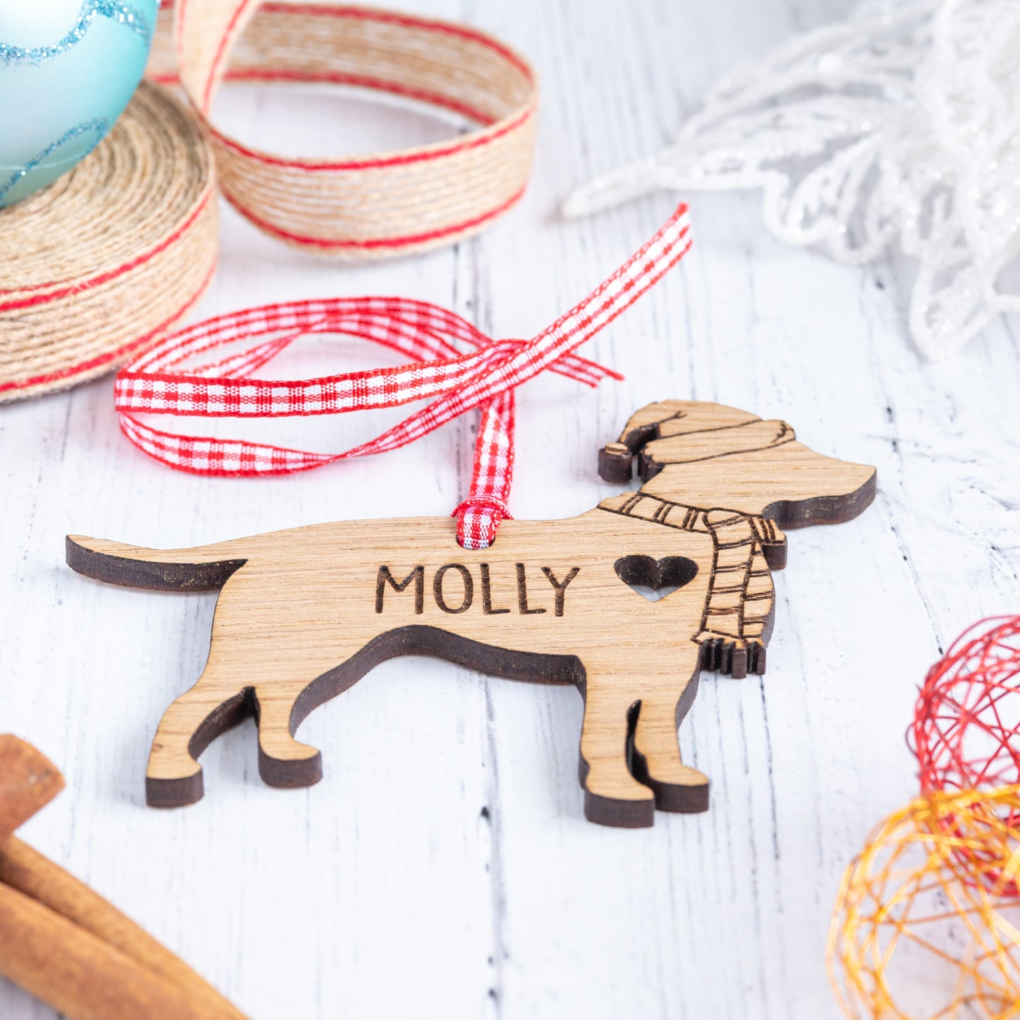 Personalised Dog Breed Decoration - Custom Wooden Christmas Tree Bauble Ornament Remembrance Gift