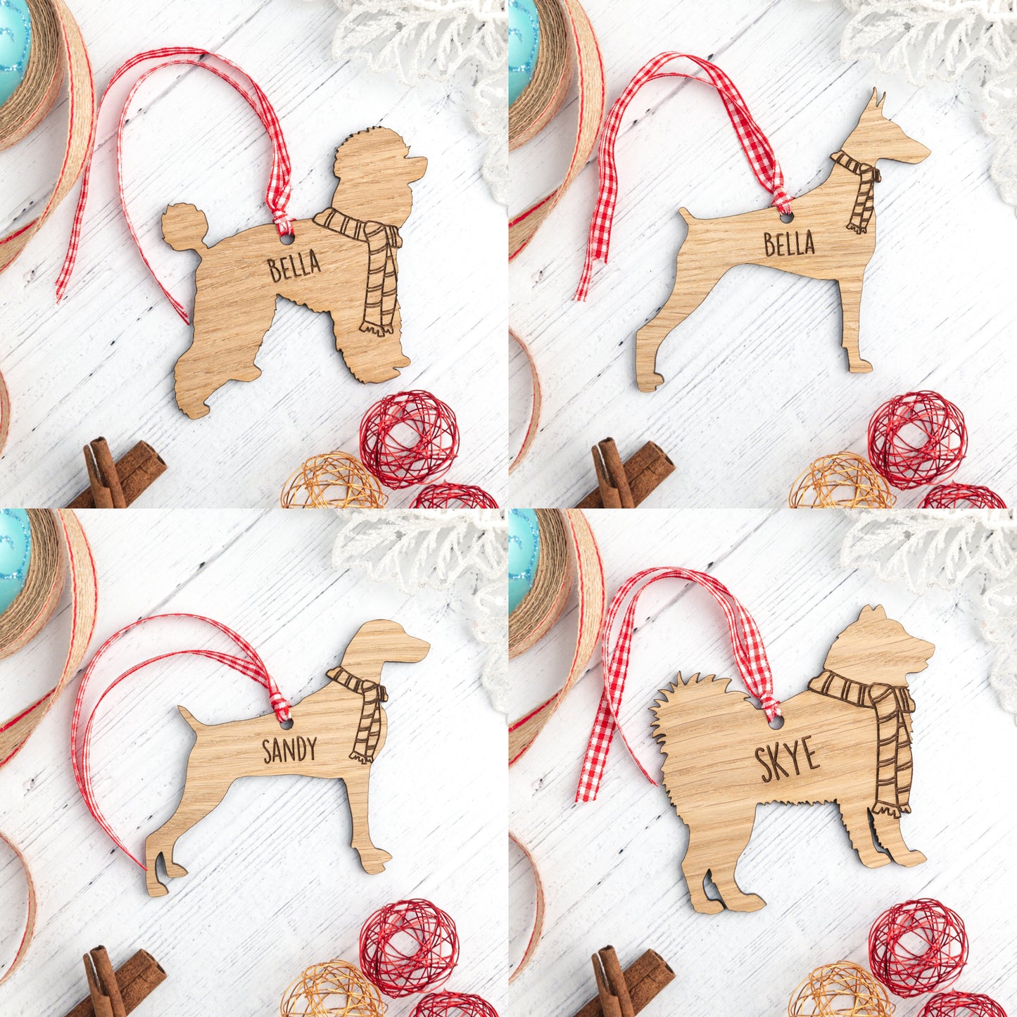 Personalised Dog Breed Decoration - Custom Wooden Christmas Tree Bauble Ornament Remembrance Gift