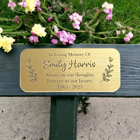 Bench Memorial Plaques in Gold and Silver