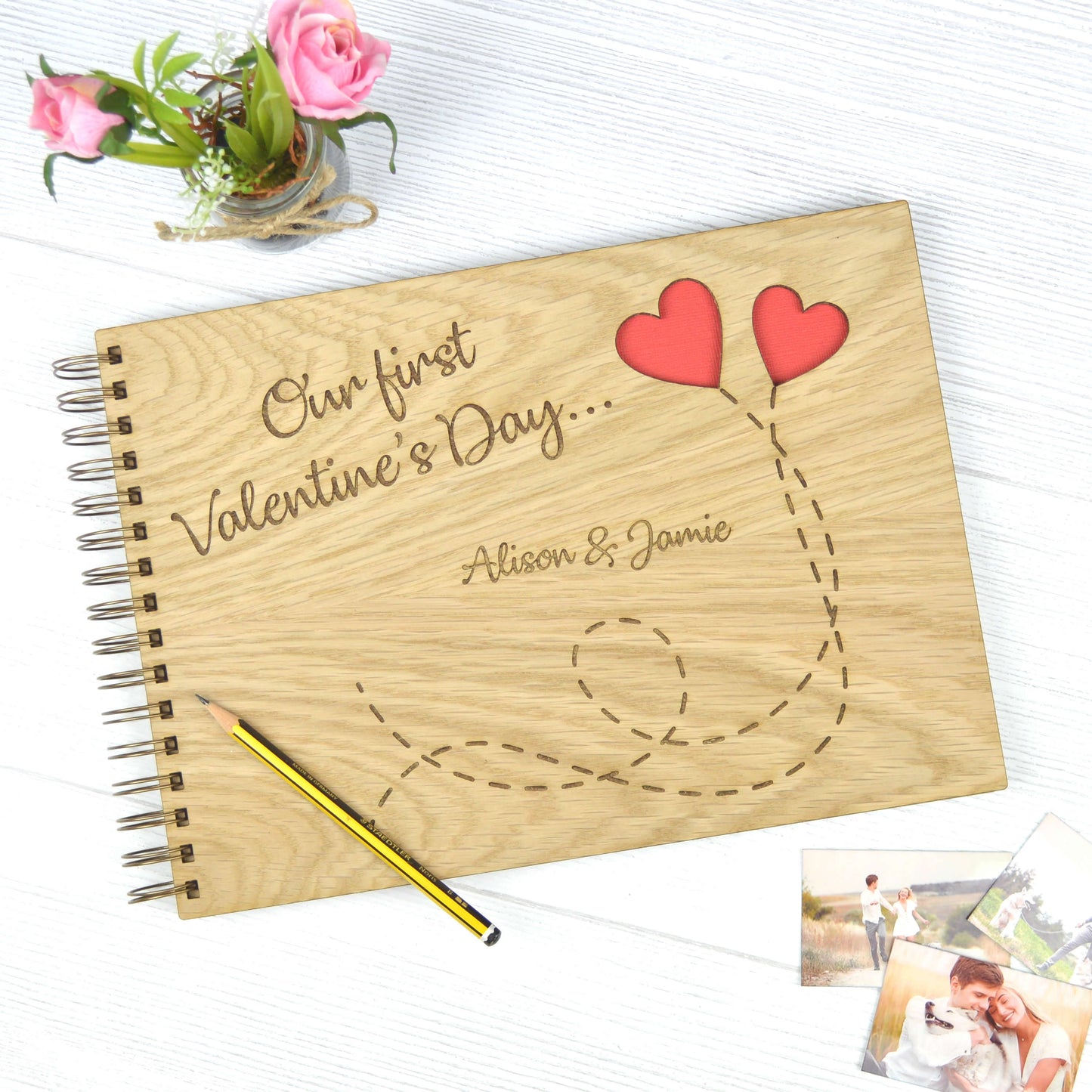 Personalised Valentine's Day Wooden Photo Scrapbook