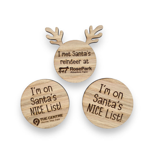 Santa's Grotto Badges - I'm on Santa's Nice List - Santa's Grotto Gift For Kids