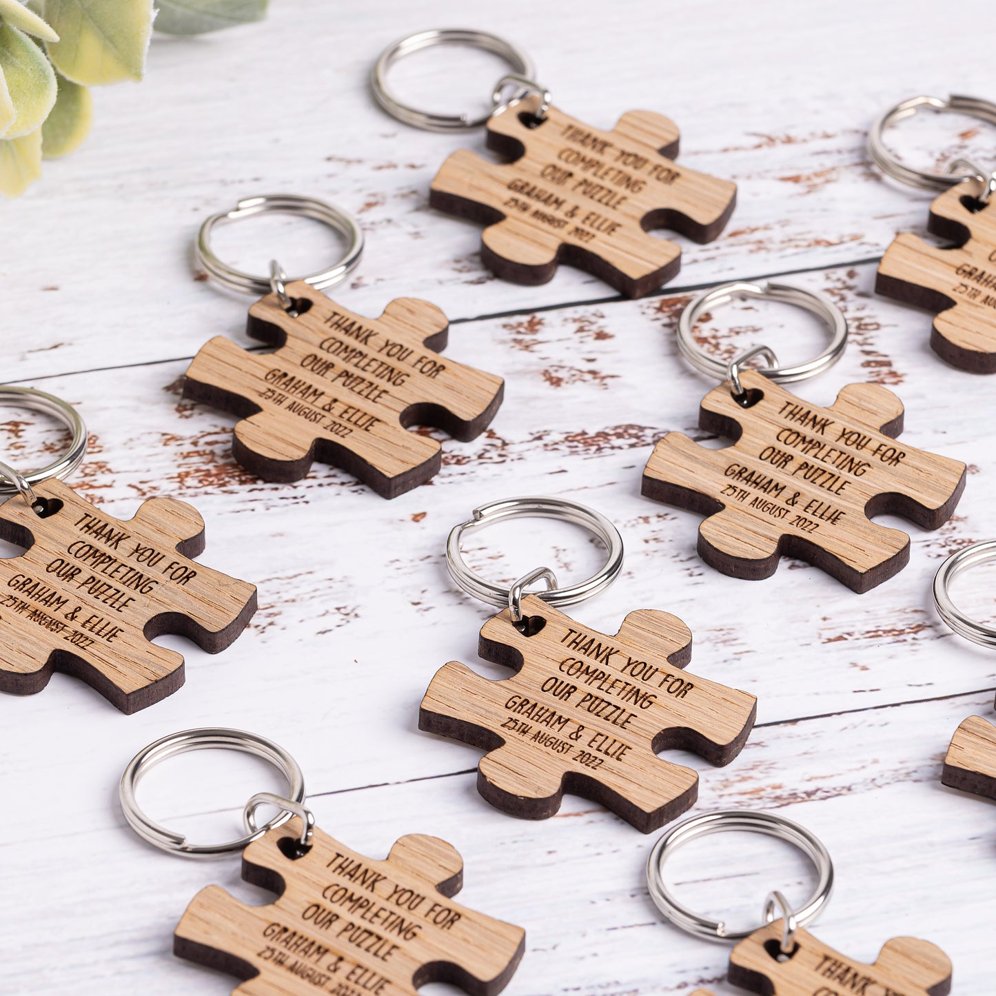 Jigsaw Puzzle Keyring - Wooden Wedding Favours