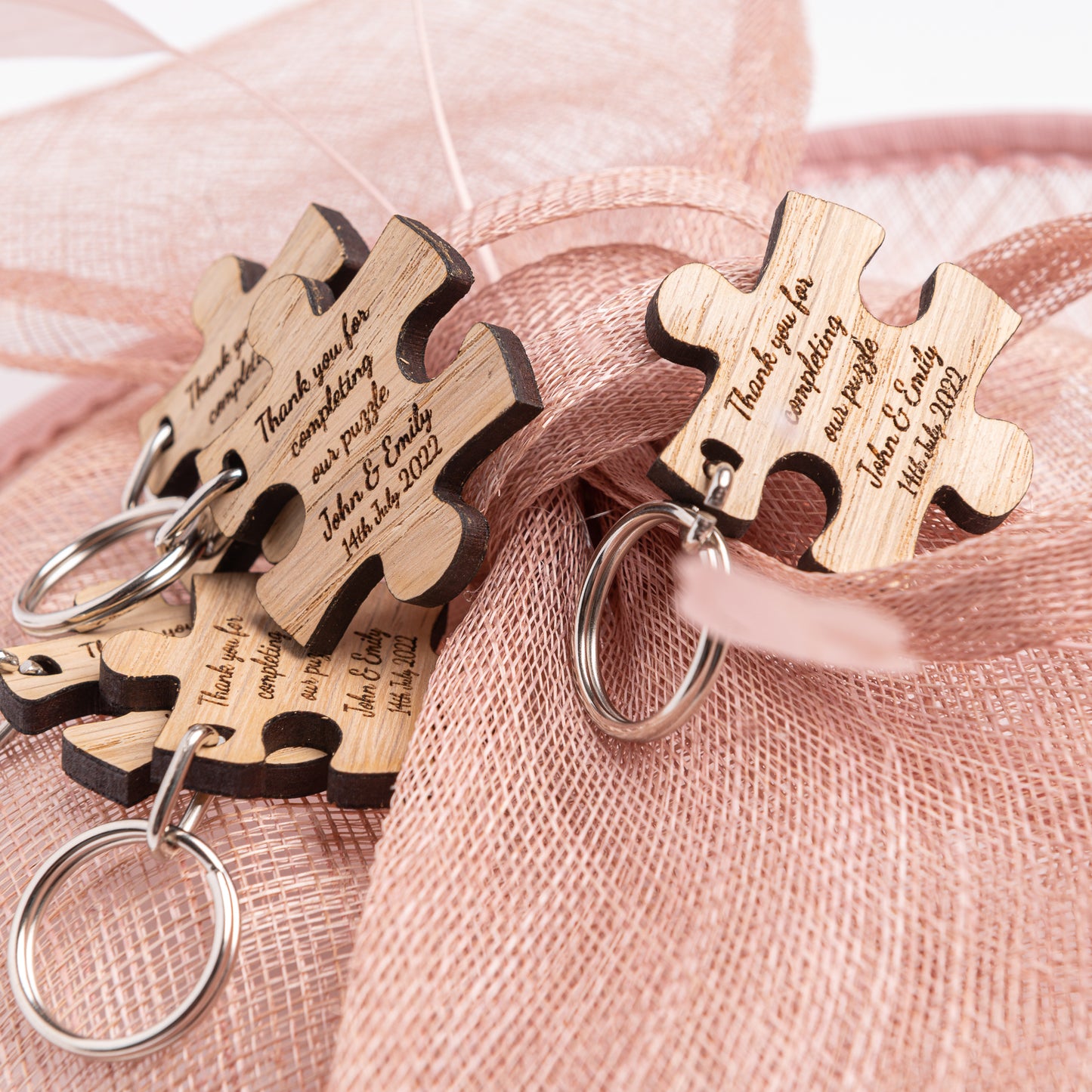 Jigsaw Puzzle Keyring - Wooden Wedding Favours