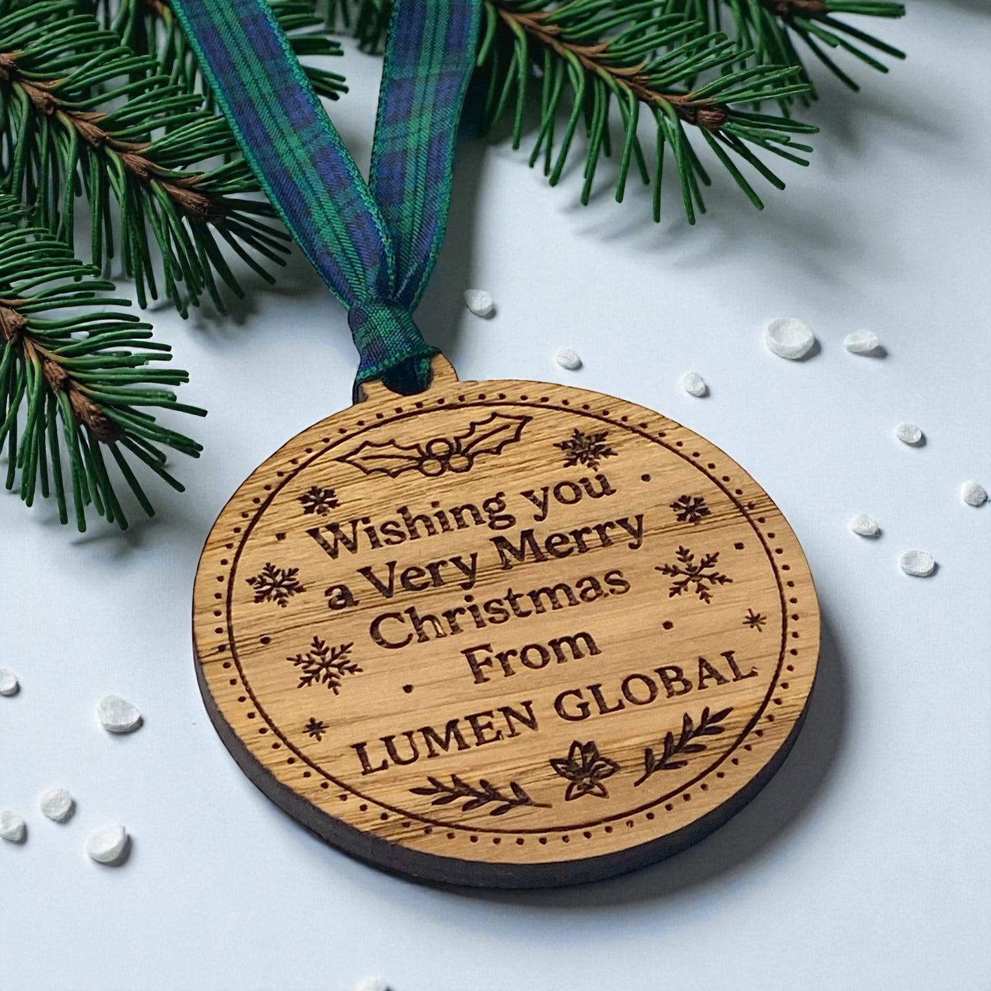 Bulk Wooden Christmas Baubles - Custom Logo and Wording