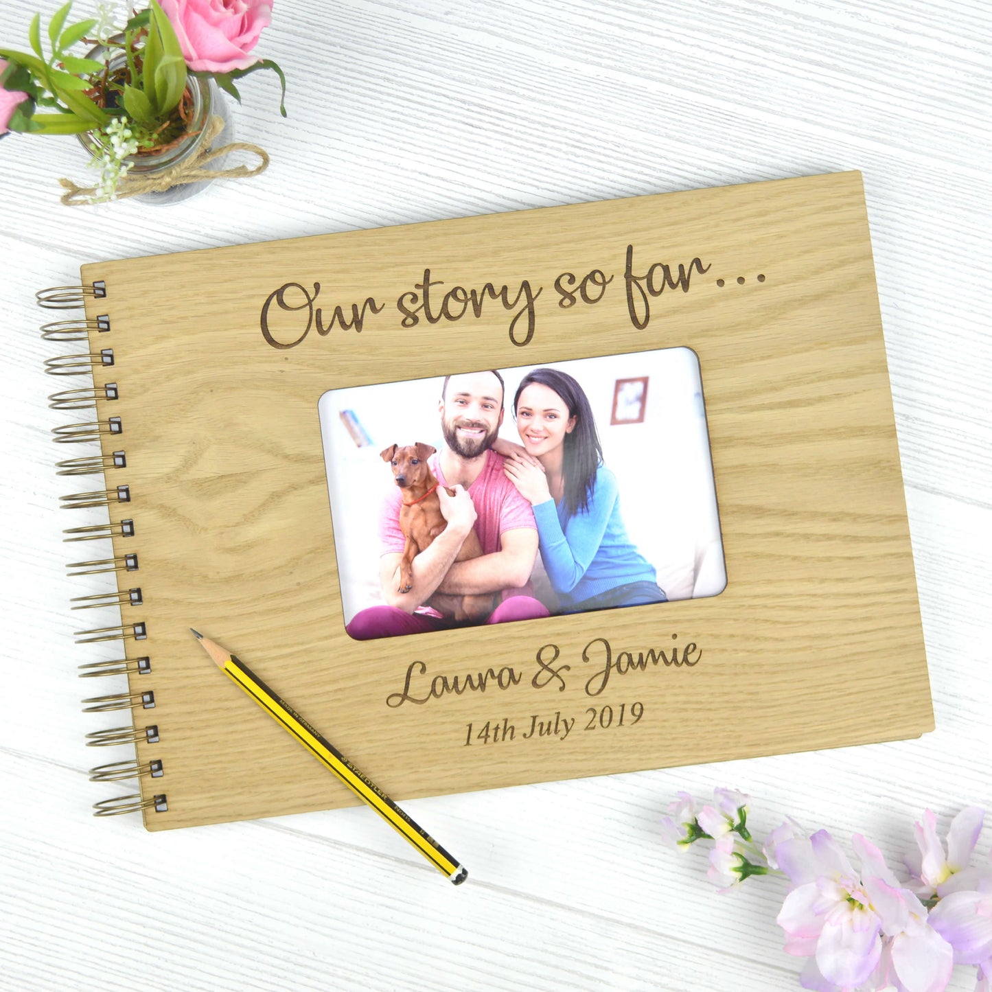 Personalised Anniversary Wooden Photo Scrapbook