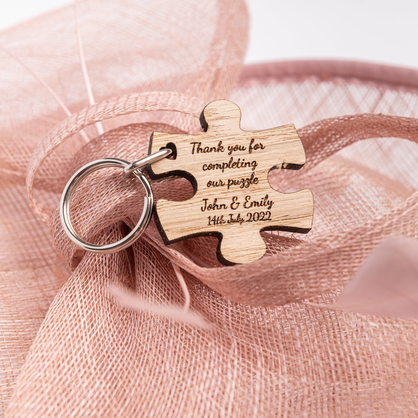 Jigsaw Puzzle Keyring - Wooden Wedding Favours