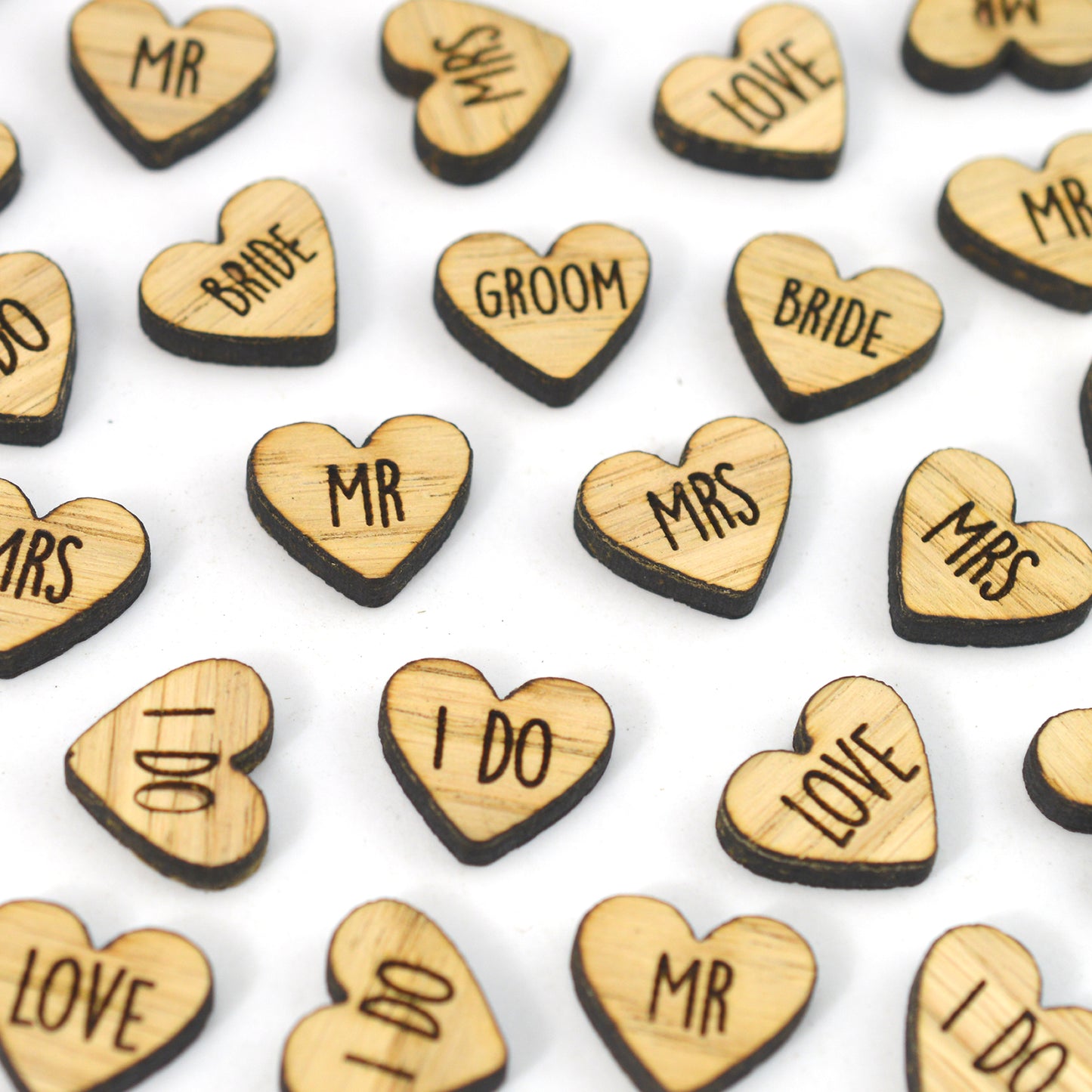 Custom Wooden Wedding Heart Table Confetti – Big & Small
