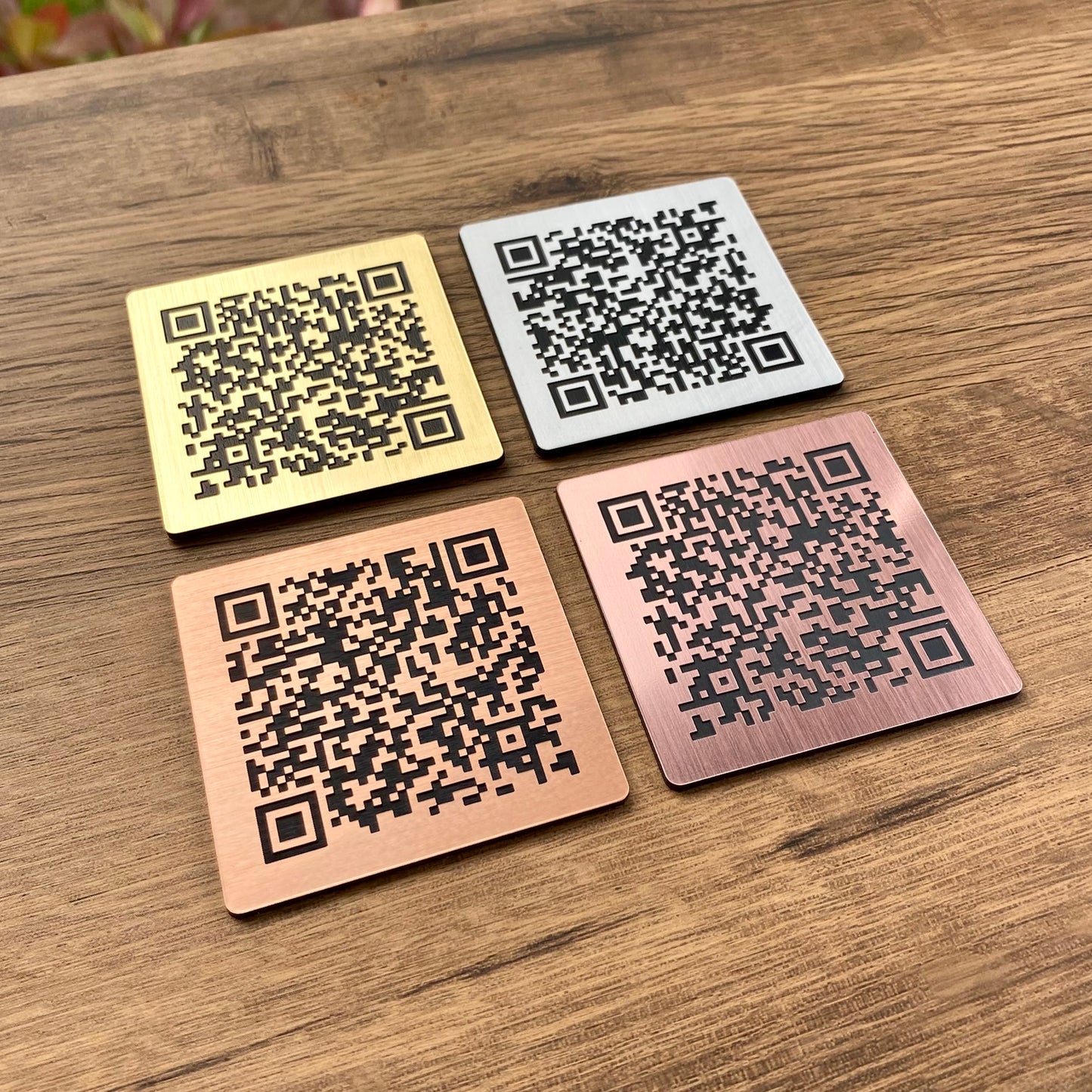 Self Adhesive Metallic QR Code Plaques