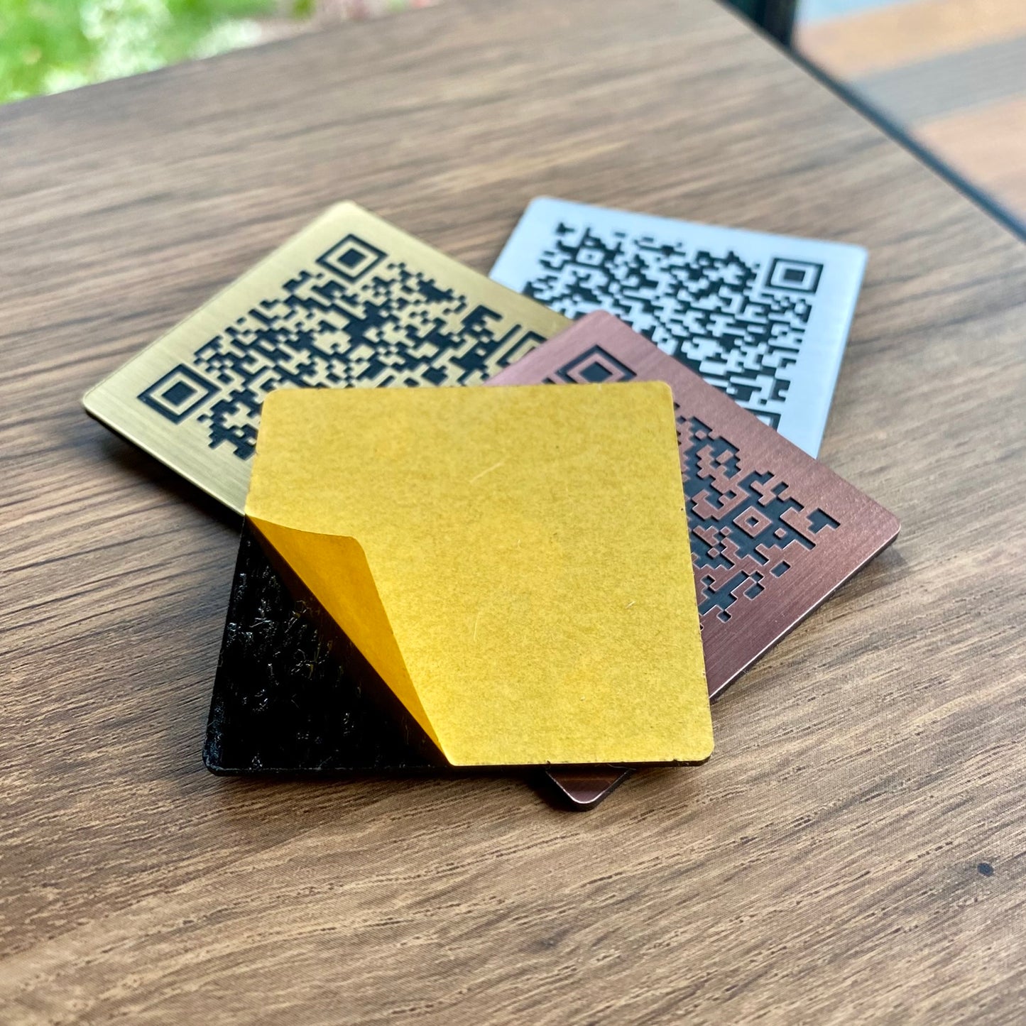 Self Adhesive Metallic QR Code Plaques