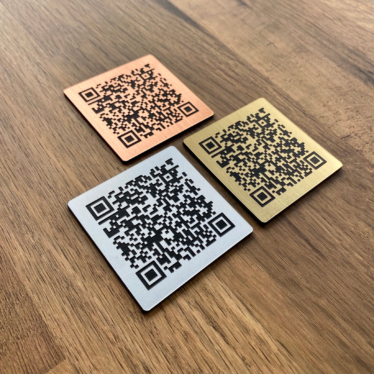 Self Adhesive Metallic QR Code Plaques