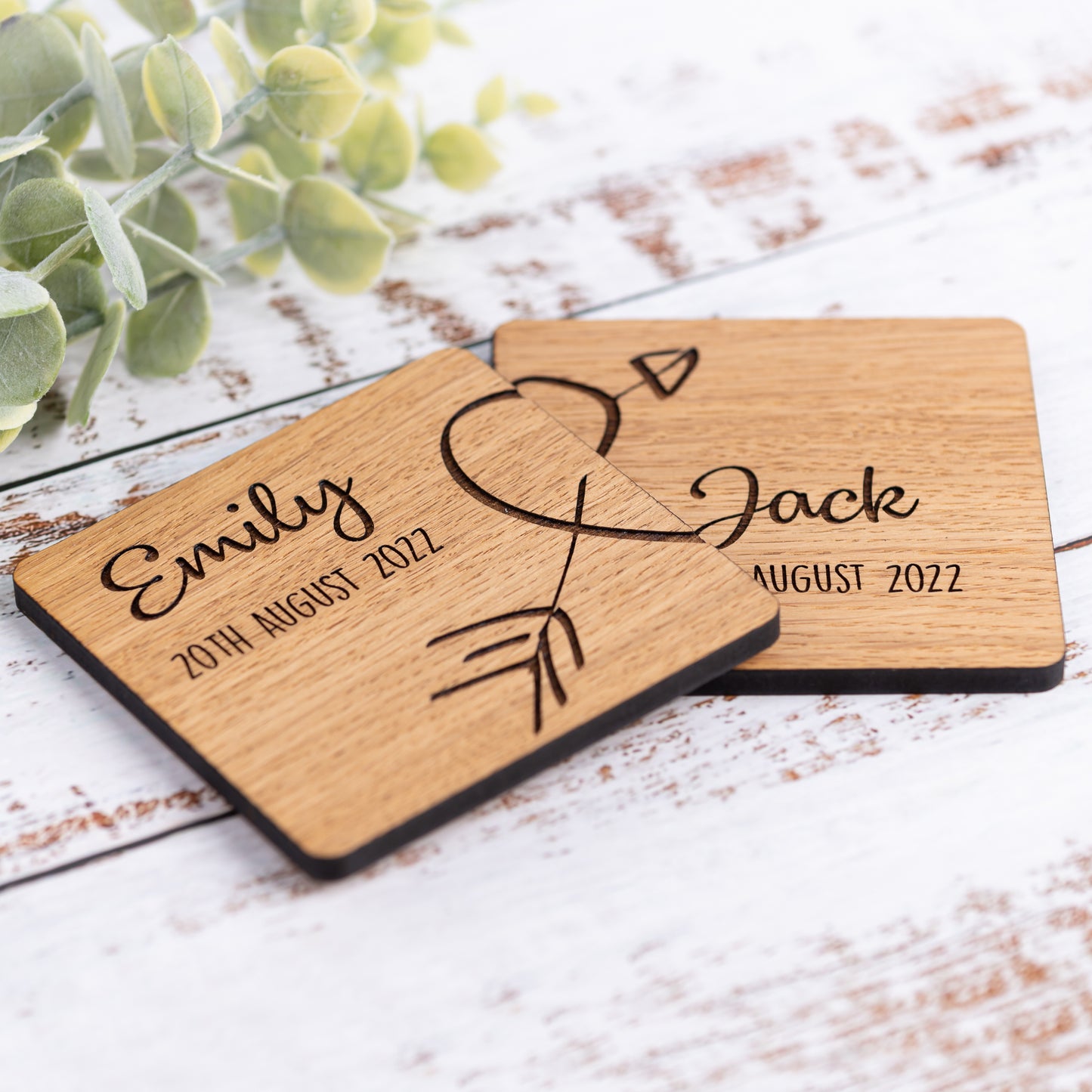 Personalised Wooden Wedding Anniversary Coaster Set