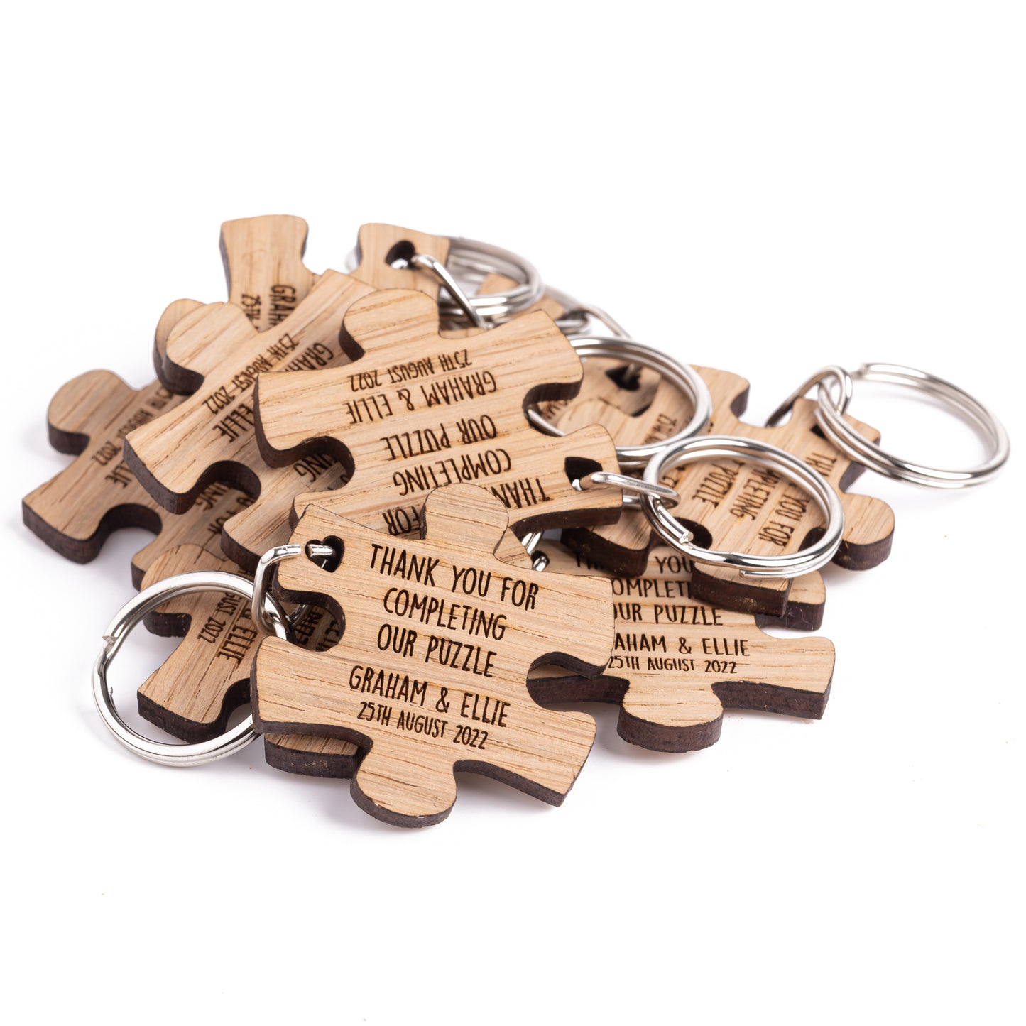 Jigsaw Puzzle Keyring - Wooden Wedding Favours