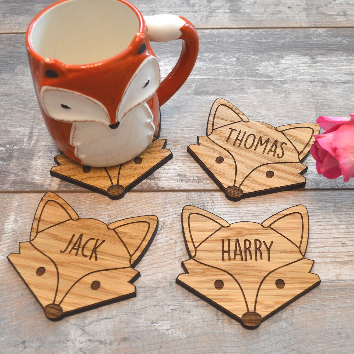 Valentine's Day Anniversary Fox Coasters - Personalise With ANYTHING!