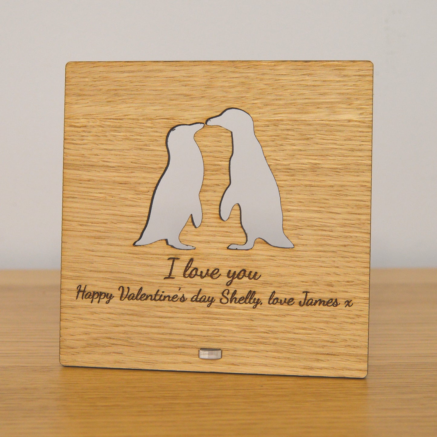 I Love You - Penguin Gift - Valentines Day Wooden Plaque