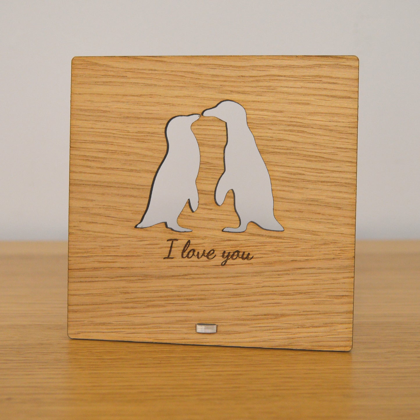 I Love You - Penguin Gift - Valentines Day Wooden Plaque