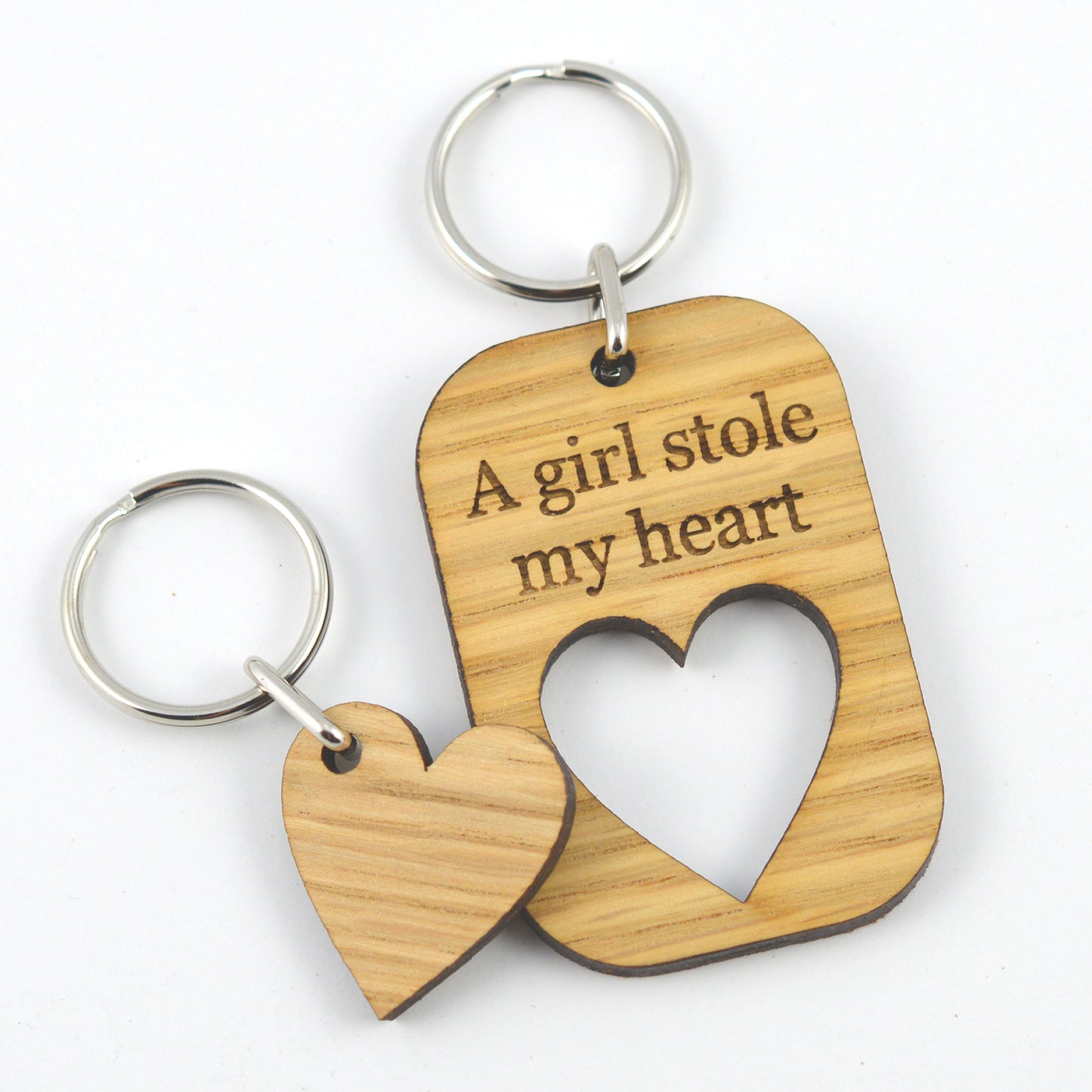 A GIRL Stole My HEART - Valentines Day Keyring Set Gift For Girlfriend / Wife