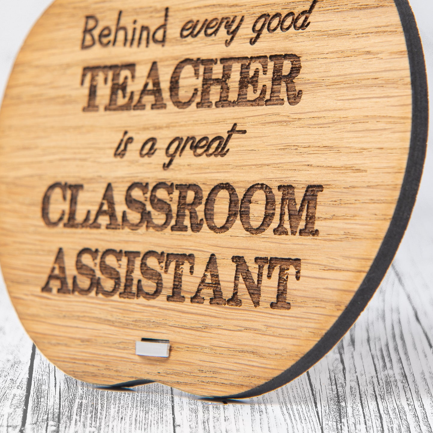 Personalised Classroom Assistant Gift - Wooden Apple Thank You Sign - End Of Term Present For Teaching Assistant