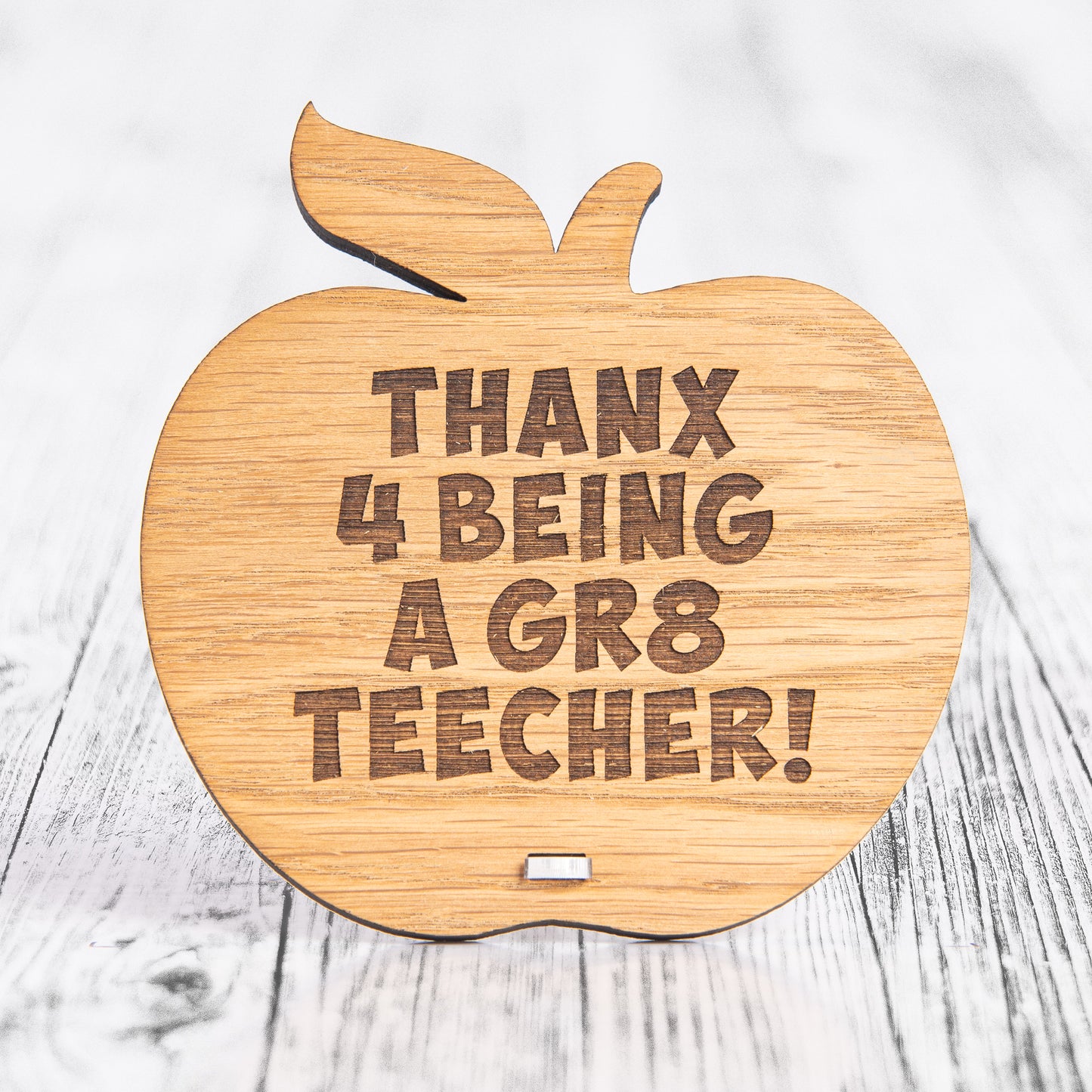 Funny Thank You Gift for Teacher - Personalised Spelling Mistake Sign - Humorous Apple Plaque