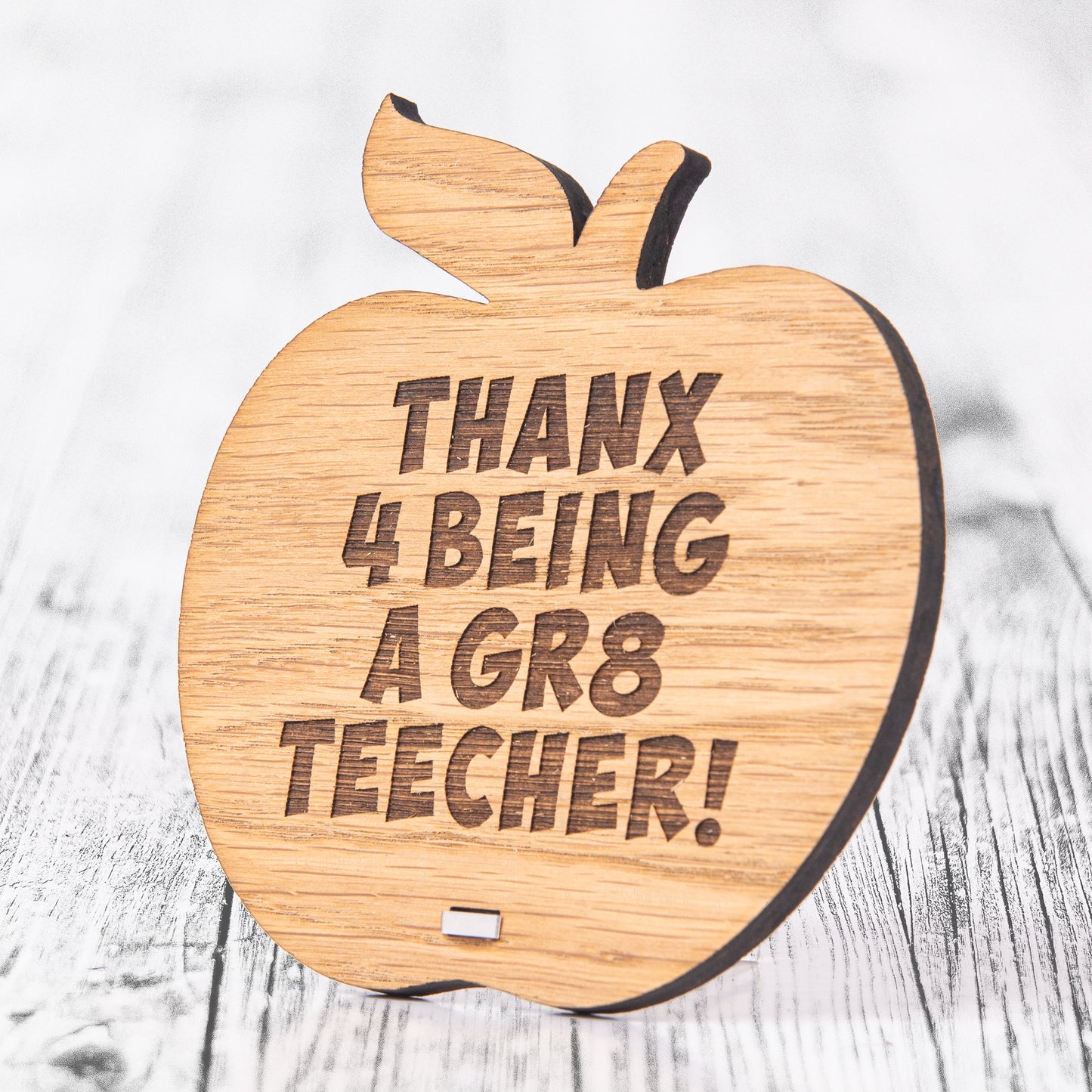 Funny Thank You Gift for Teacher - Personalised Spelling Mistake Sign - Humorous Apple Plaque